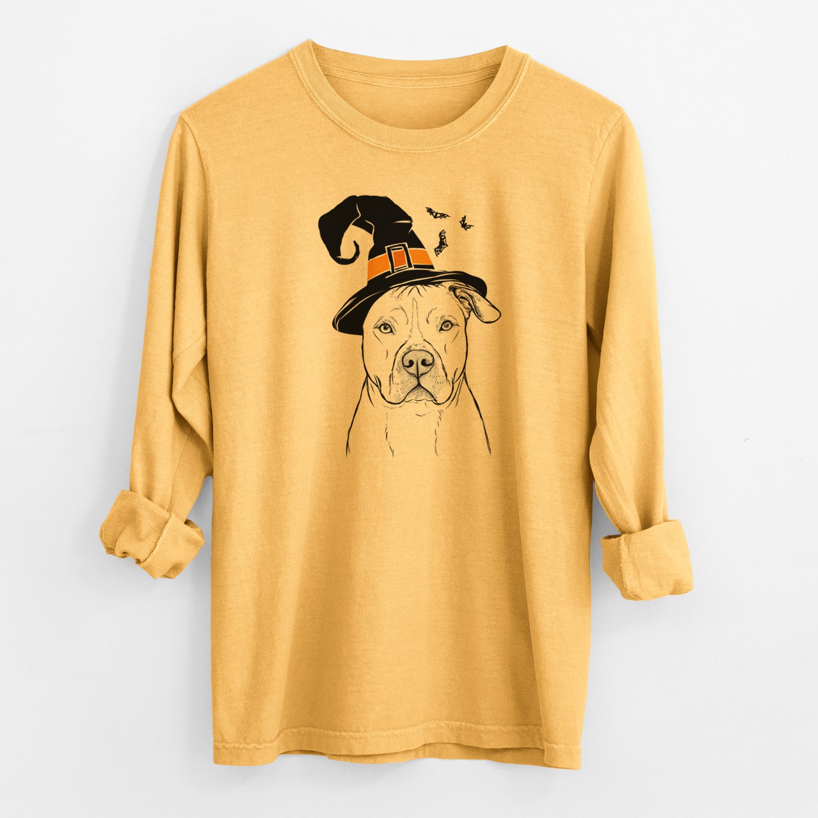 Witch Teddy Jam the Pitbull - Men's Heavyweight 100% Cotton Long Sleeve