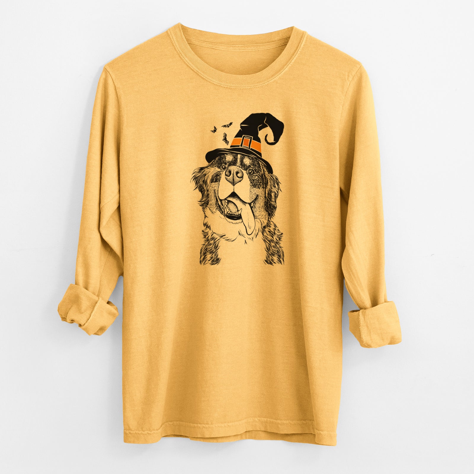 Witch Theo the Bernese Mountain Dog - Men's Heavyweight 100% Cotton Long Sleeve