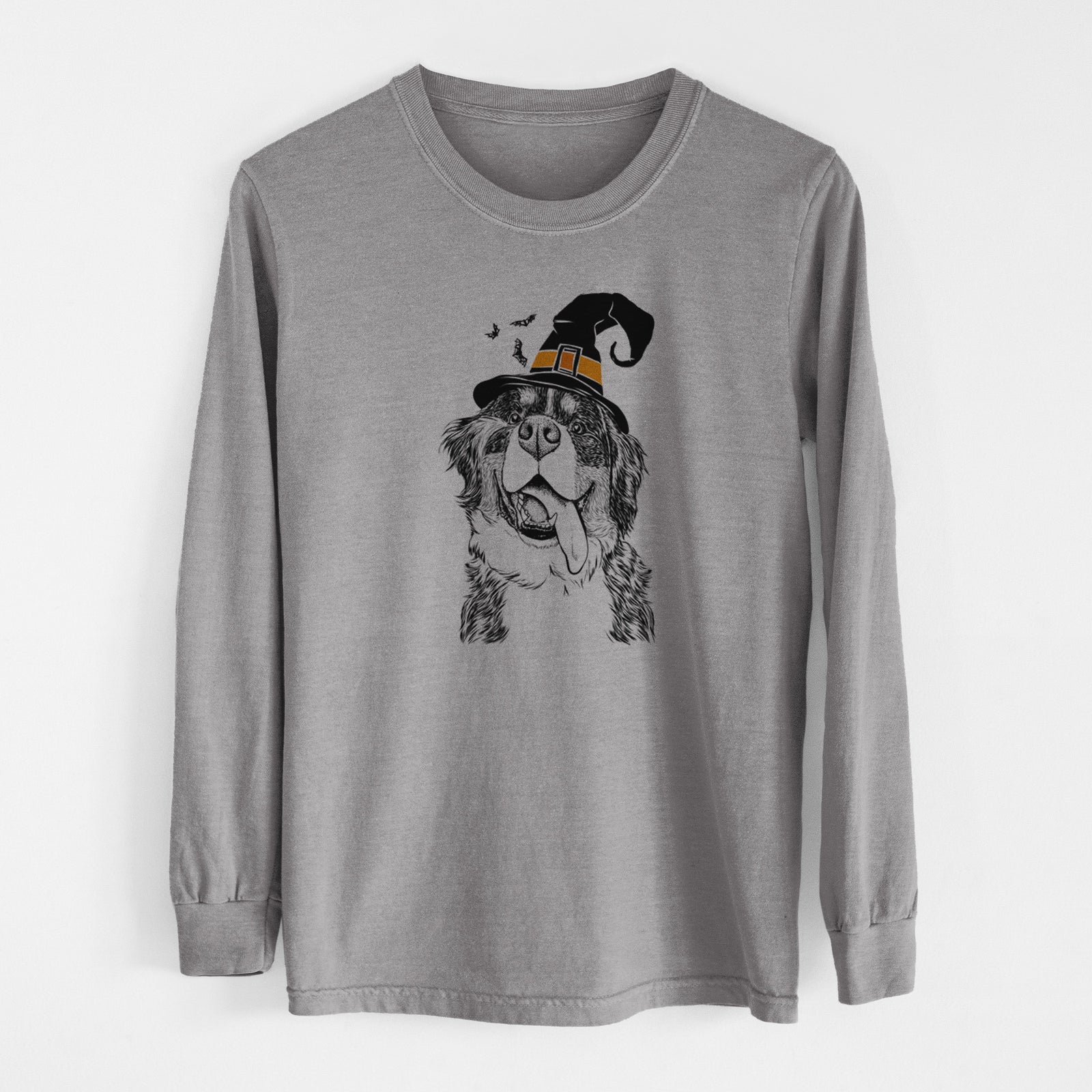 Witch Theo the Bernese Mountain Dog - Men's Heavyweight 100% Cotton Long Sleeve