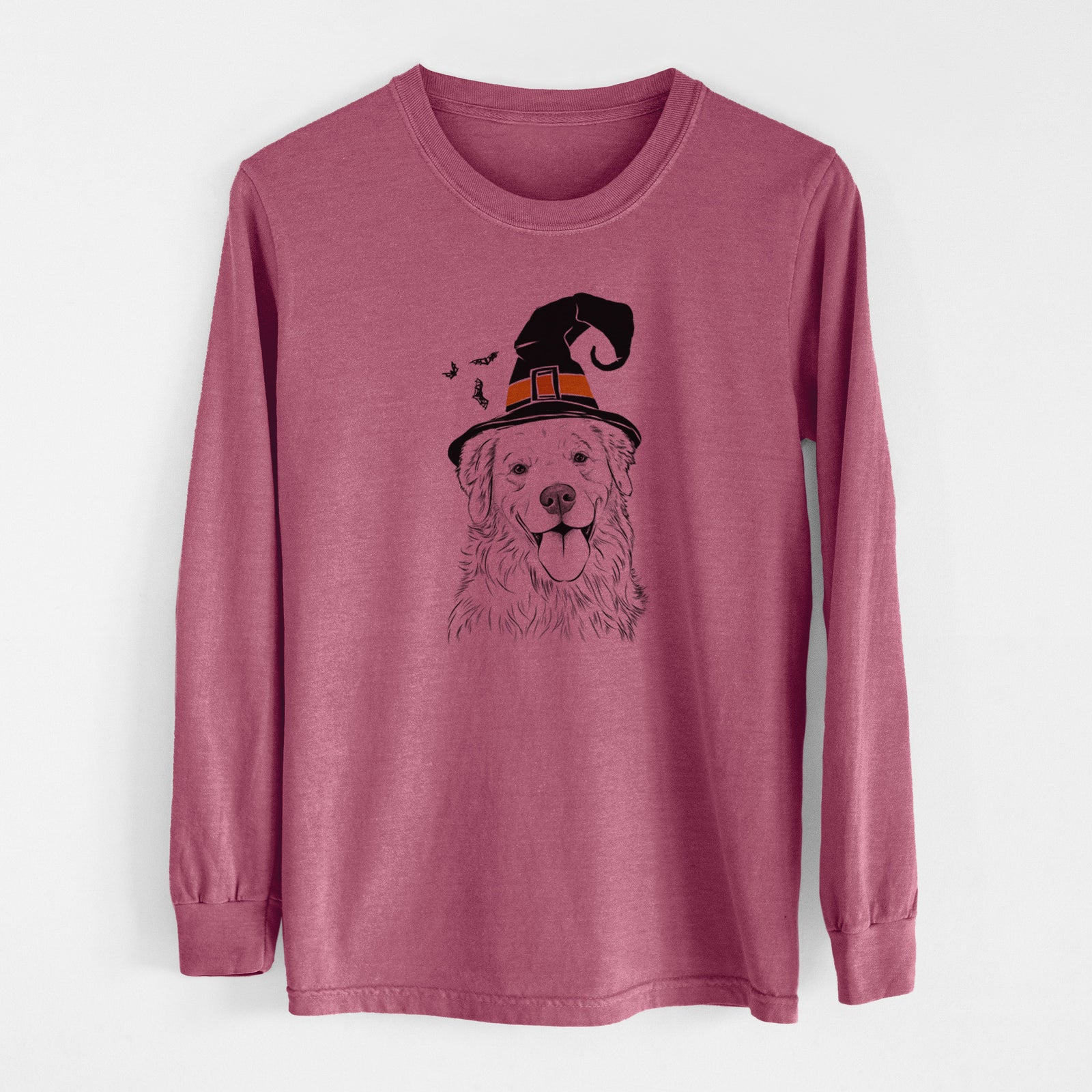 Witch Ticket the Golden Retriever - Men's Heavyweight 100% Cotton Long Sleeve