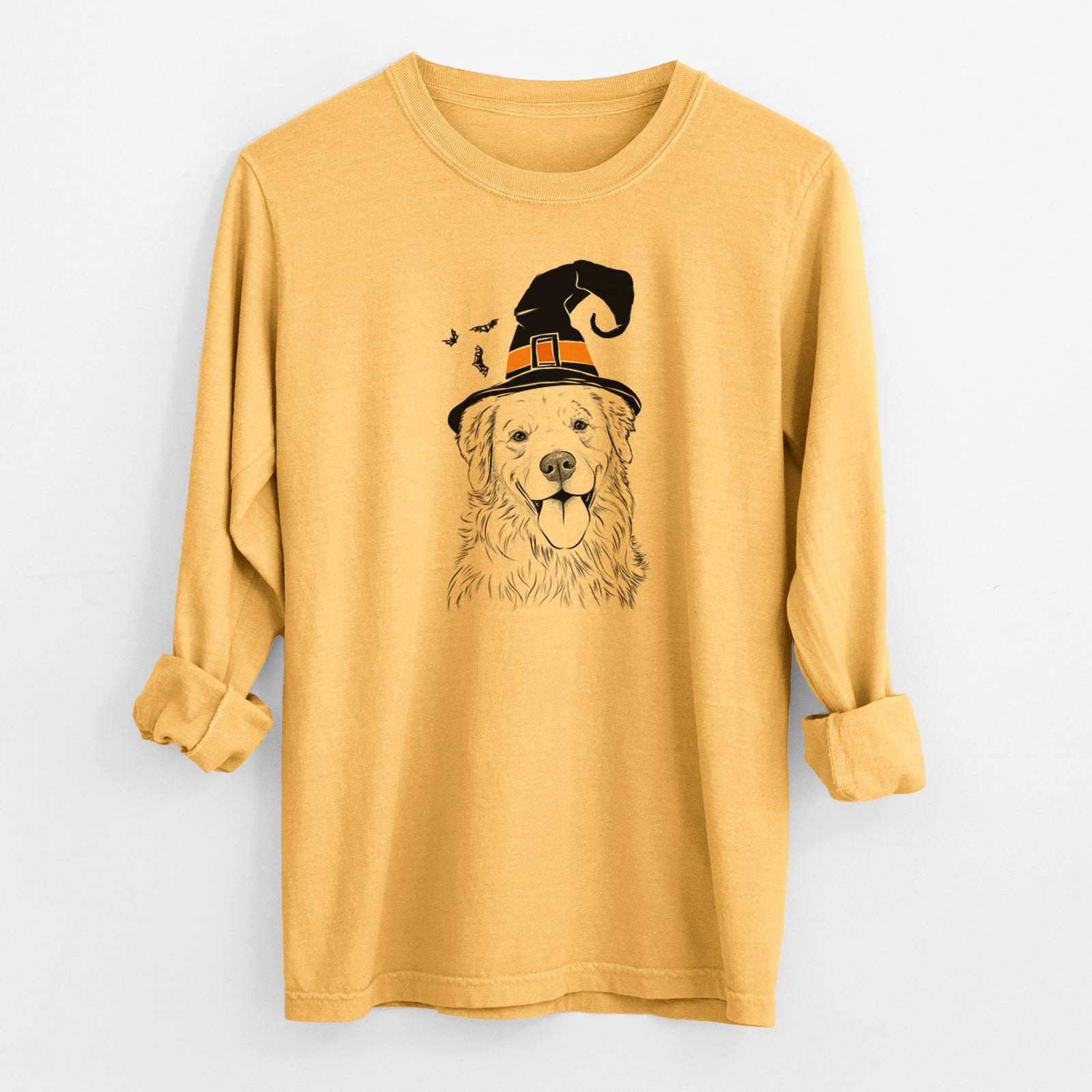 Witch Ticket the Golden Retriever - Men's Heavyweight 100% Cotton Long Sleeve