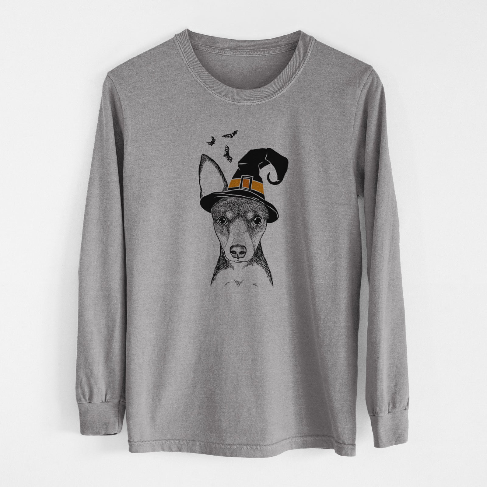 Witch Tiny the Toy Fox Terrier - Men's Heavyweight 100% Cotton Long Sleeve