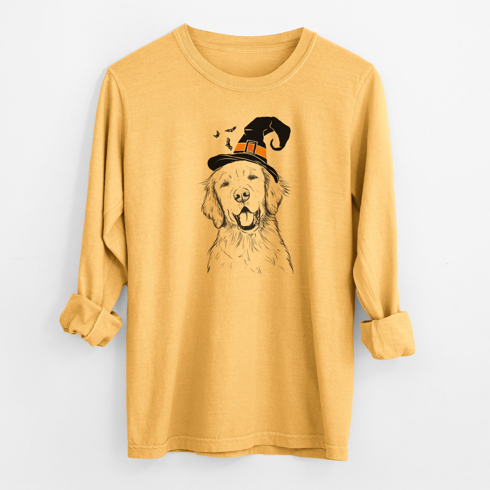 Witch Wallace the Golden Retriever - Men's Heavyweight 100% Cotton Long Sleeve