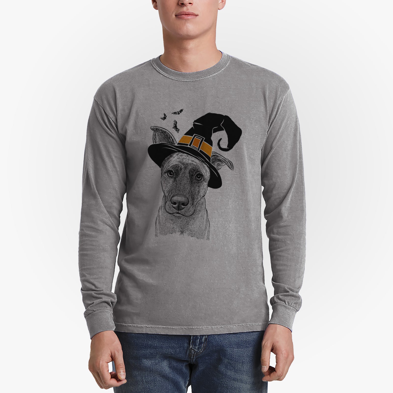 Witch Zoey the Mixed Breed - Men's Heavyweight 100% Cotton Long Sleeve