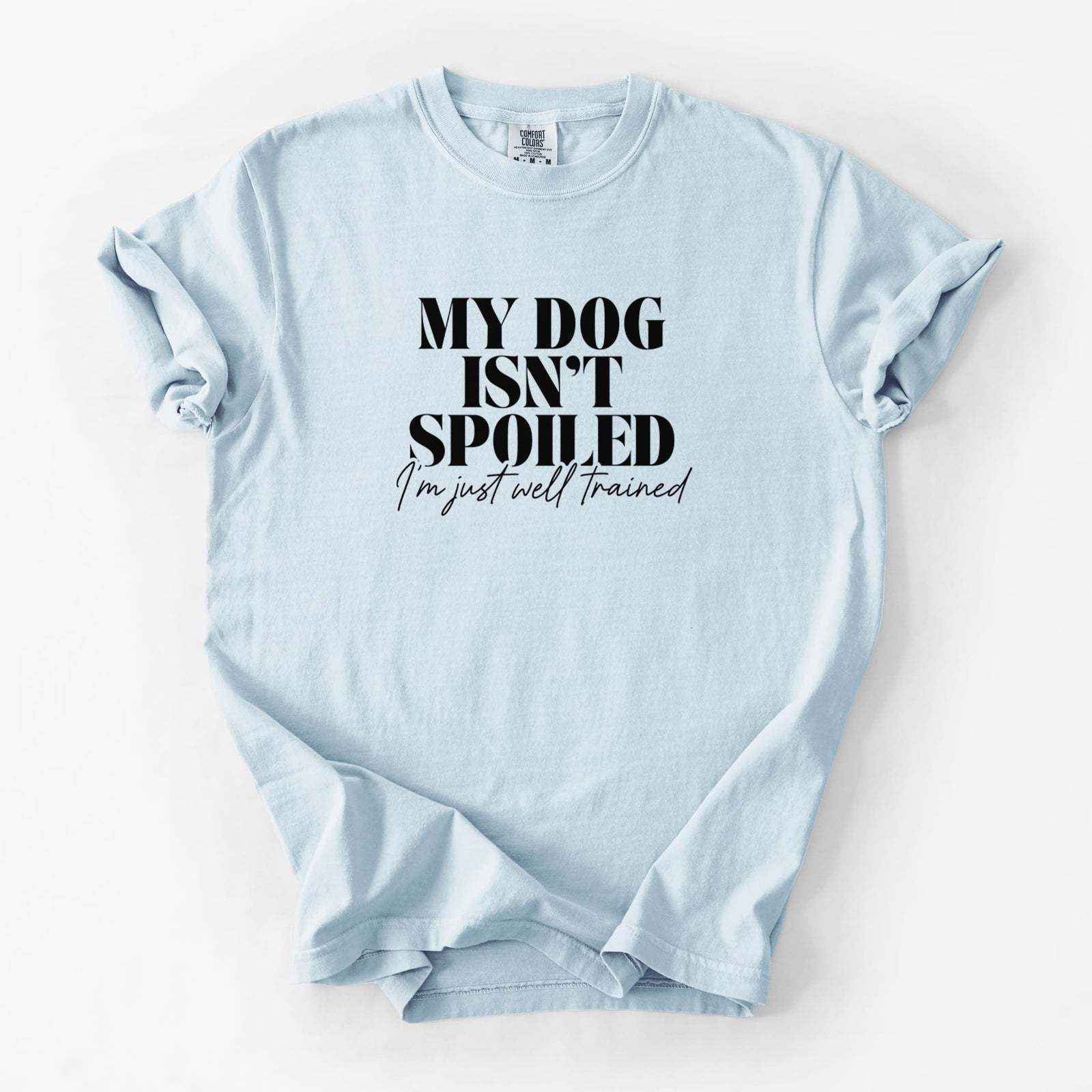 My Dog Isn't Spoiled I'm Just Well Trained - Unisex Comfort Colors Garment-Dyed Heavyweight T-shirt in Chambray