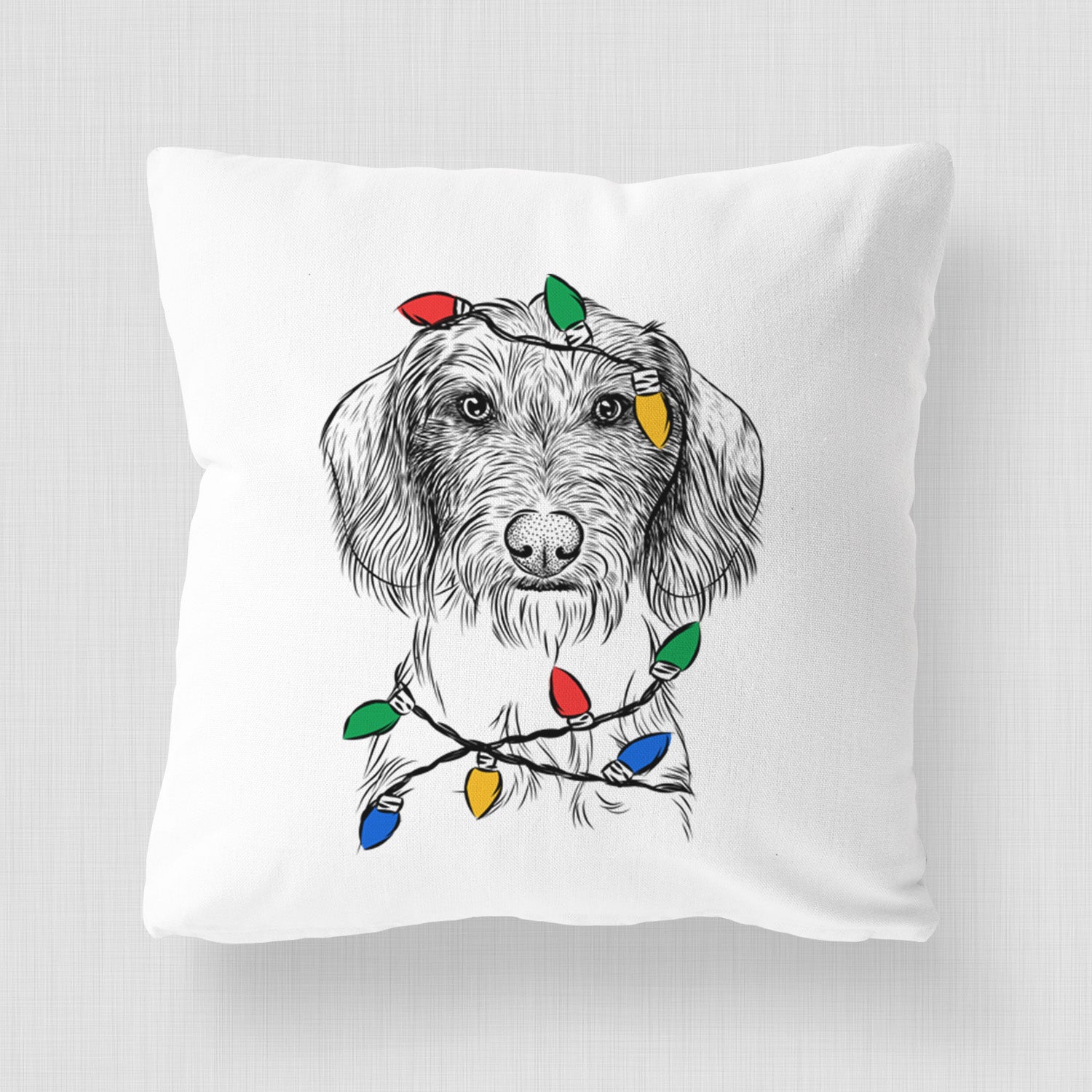 Almond the Wirehaired Dachshund - Throw Pillow Cover