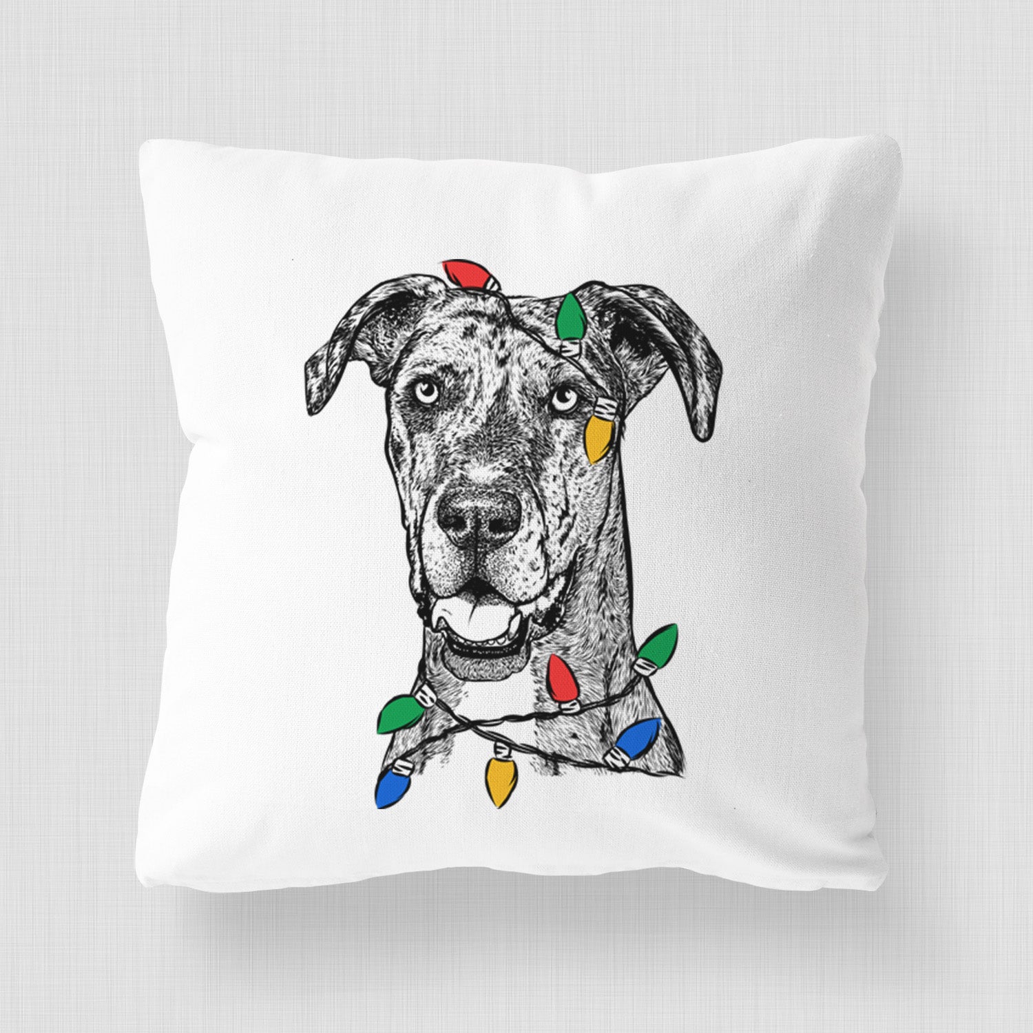 Athena the Merle Great Dane - Throw Pillow Cover