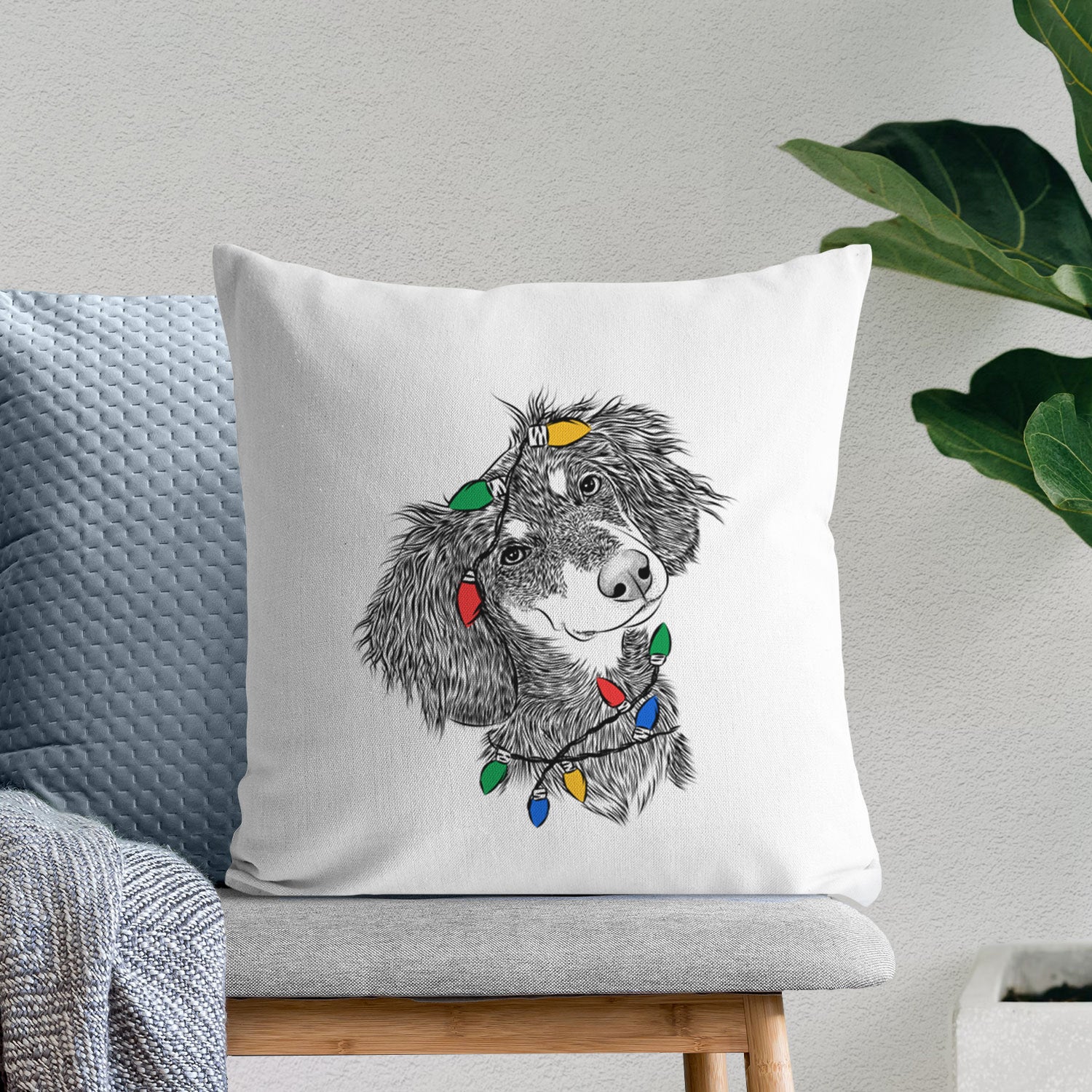 Bailey the Long Haired Dachshund - Throw Pillow Cover