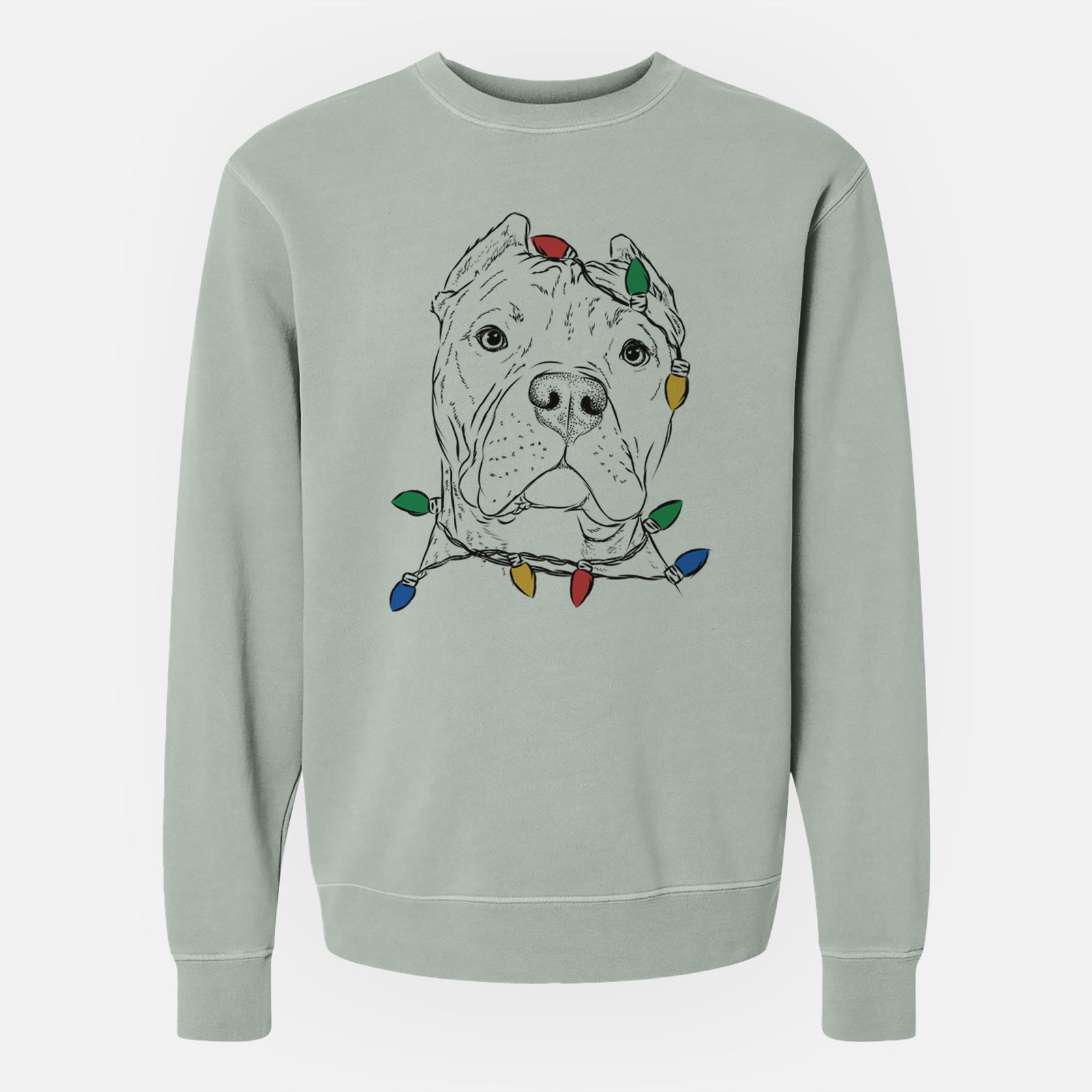 Christmas Lights Bam Bam the Pitbull - Unisex Pigment Dyed Crew Sweatshirt