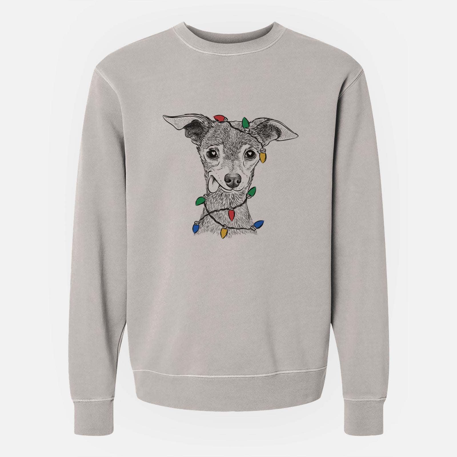 Christmas Lights Bebe the Chihuahua - Unisex Pigment Dyed Crew Sweatshirt