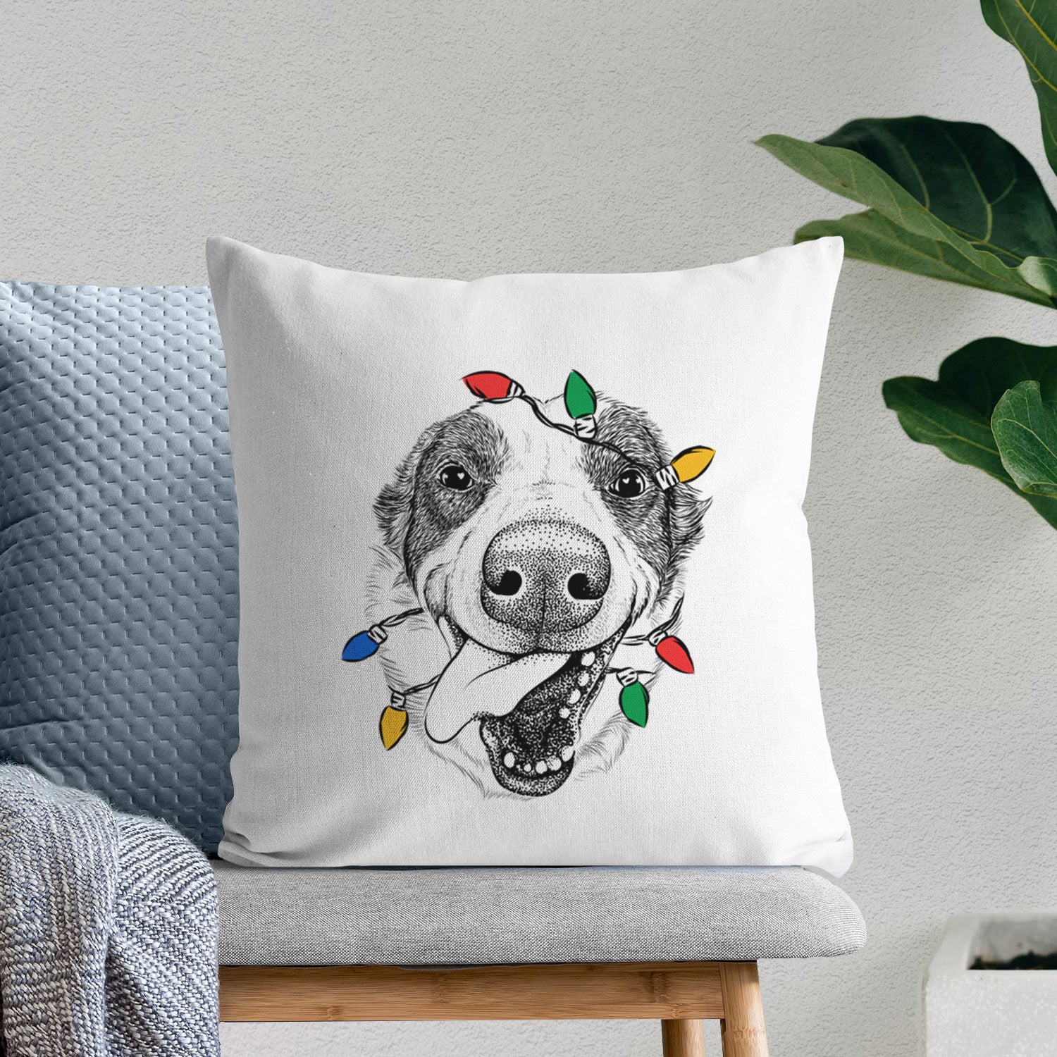 Elwood the Border Collie - Throw Pillow Cover
