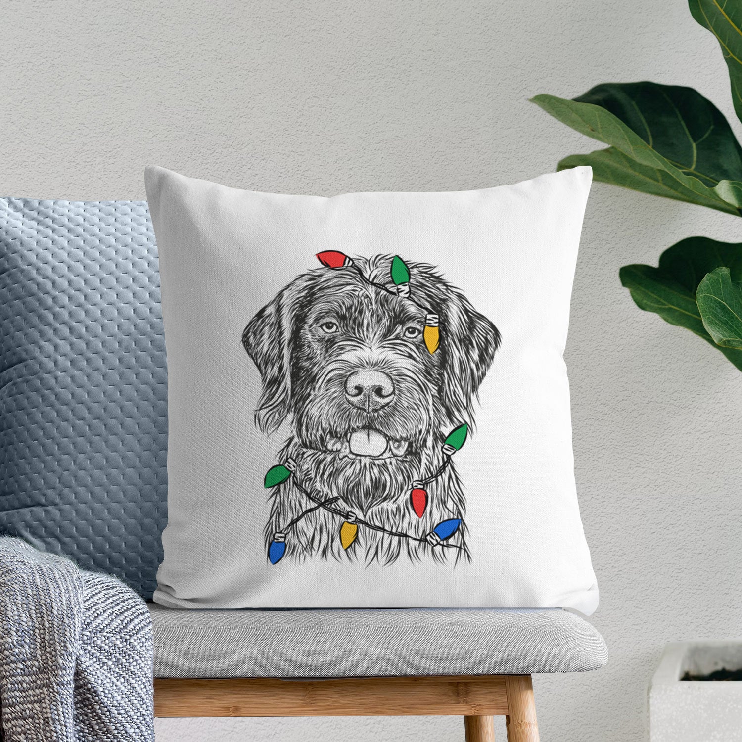 Fletcher the Wirehaired Pointing Griffon - Throw Pillow Cover