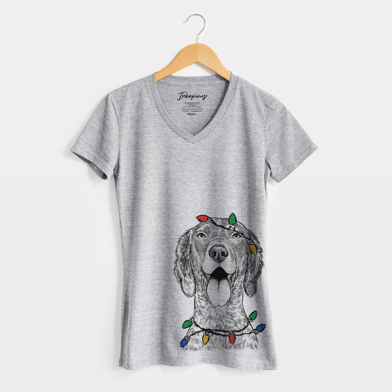 Christmas Lights Freddy the English Setter - Women's Perfect V-neck Shirt