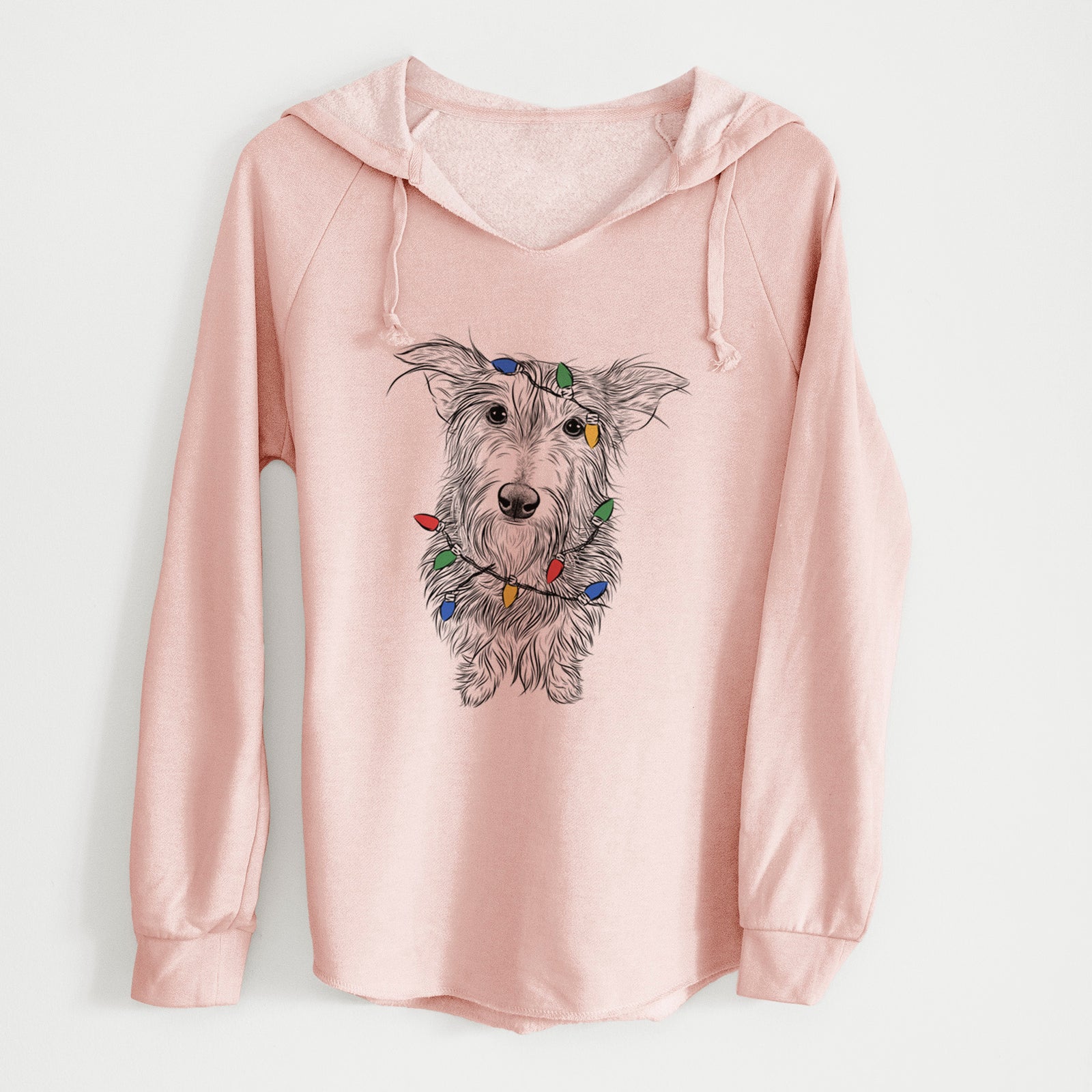 Christmas Lights Frida Doggo the Rescue Terrier Mix - Cali Wave Hooded Sweatshirt