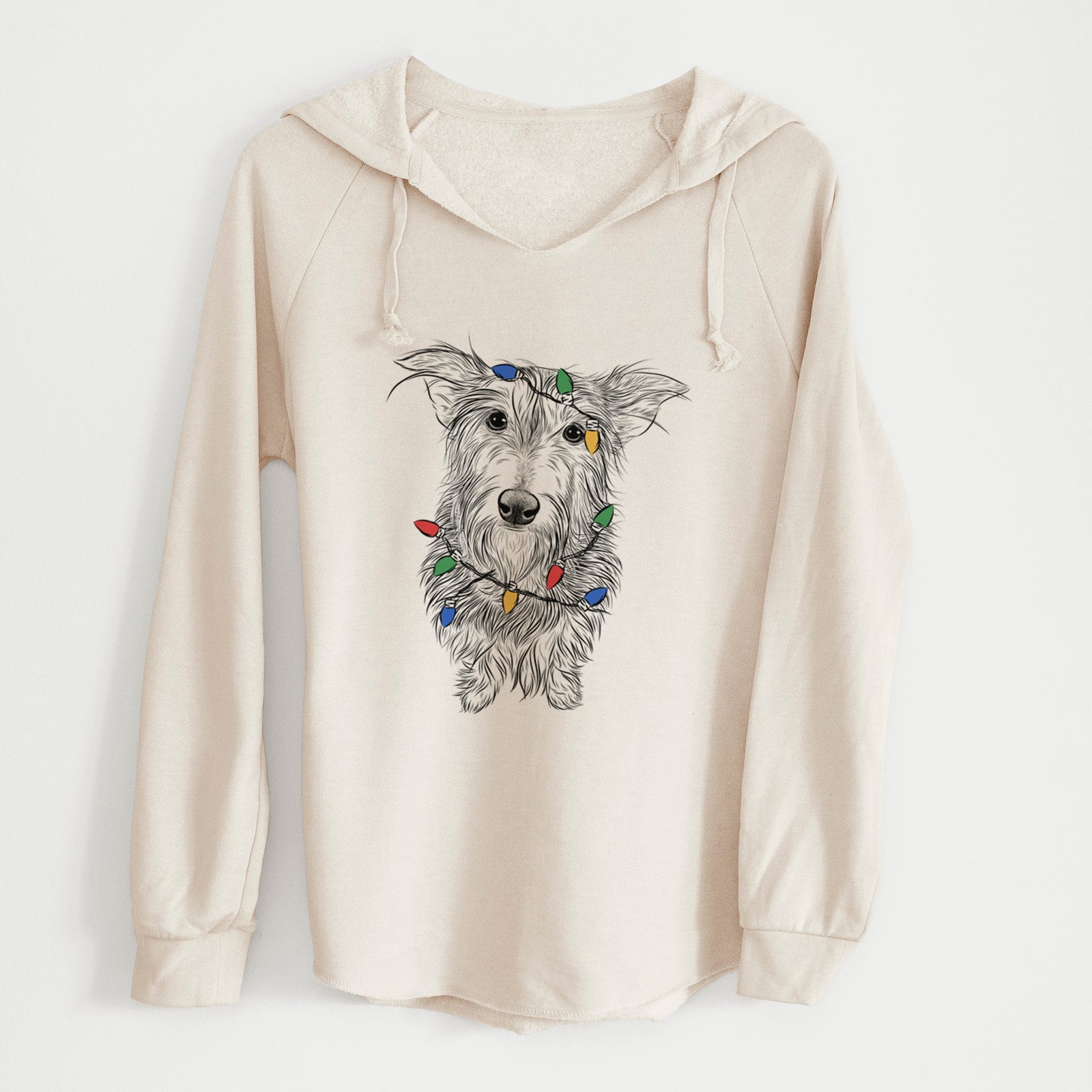 Christmas Lights Frida Doggo the Rescue Terrier Mix - Cali Wave Hooded Sweatshirt