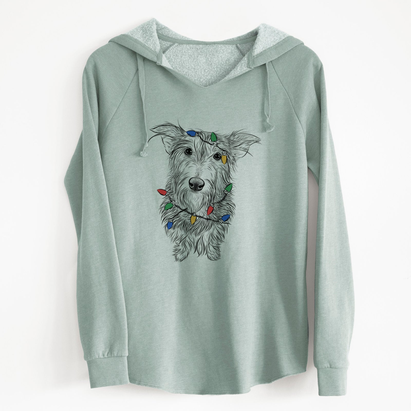 Christmas Lights Frida Doggo the Rescue Terrier Mix - Cali Wave Hooded Sweatshirt