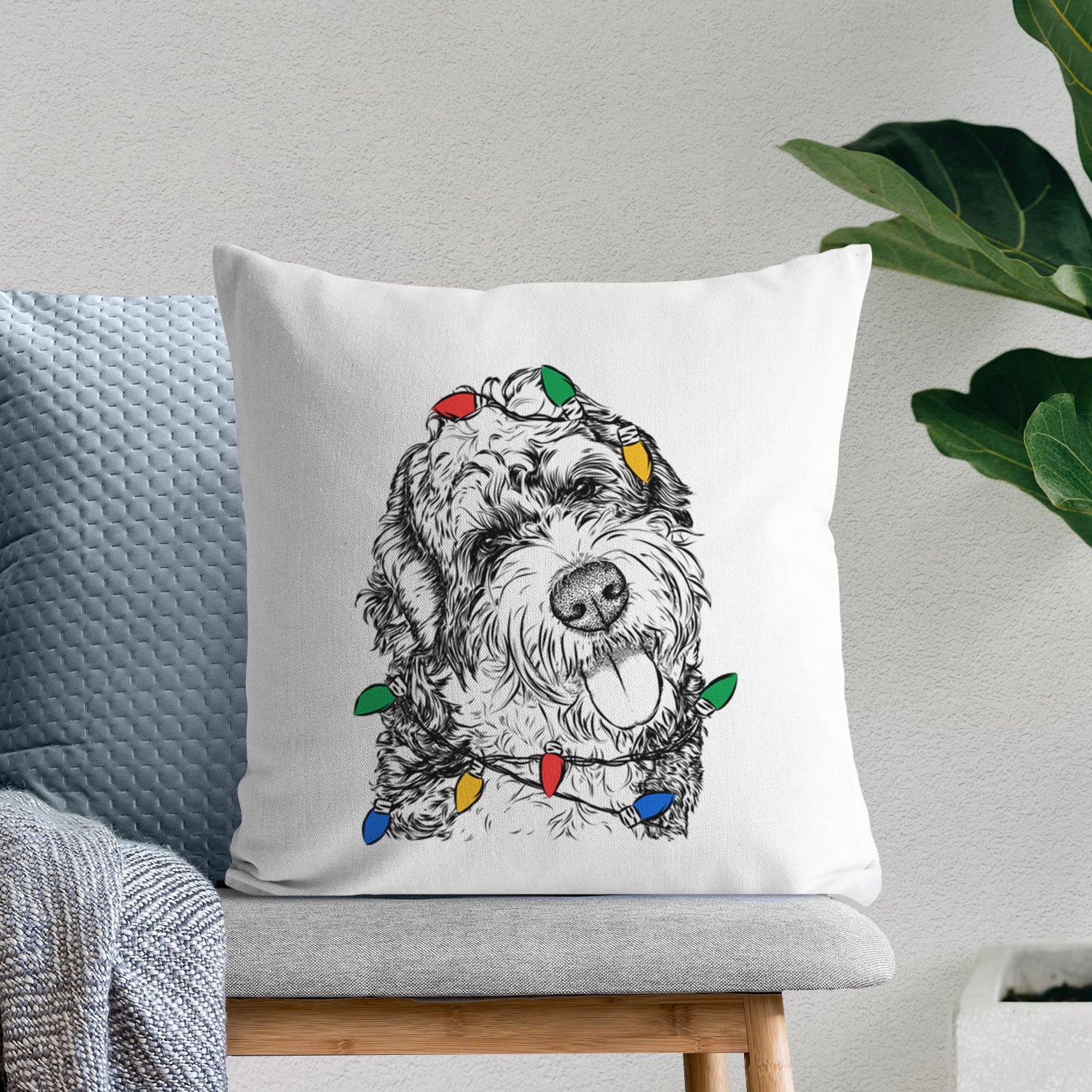 Kaci the Bernedoodle - Throw Pillow Cover