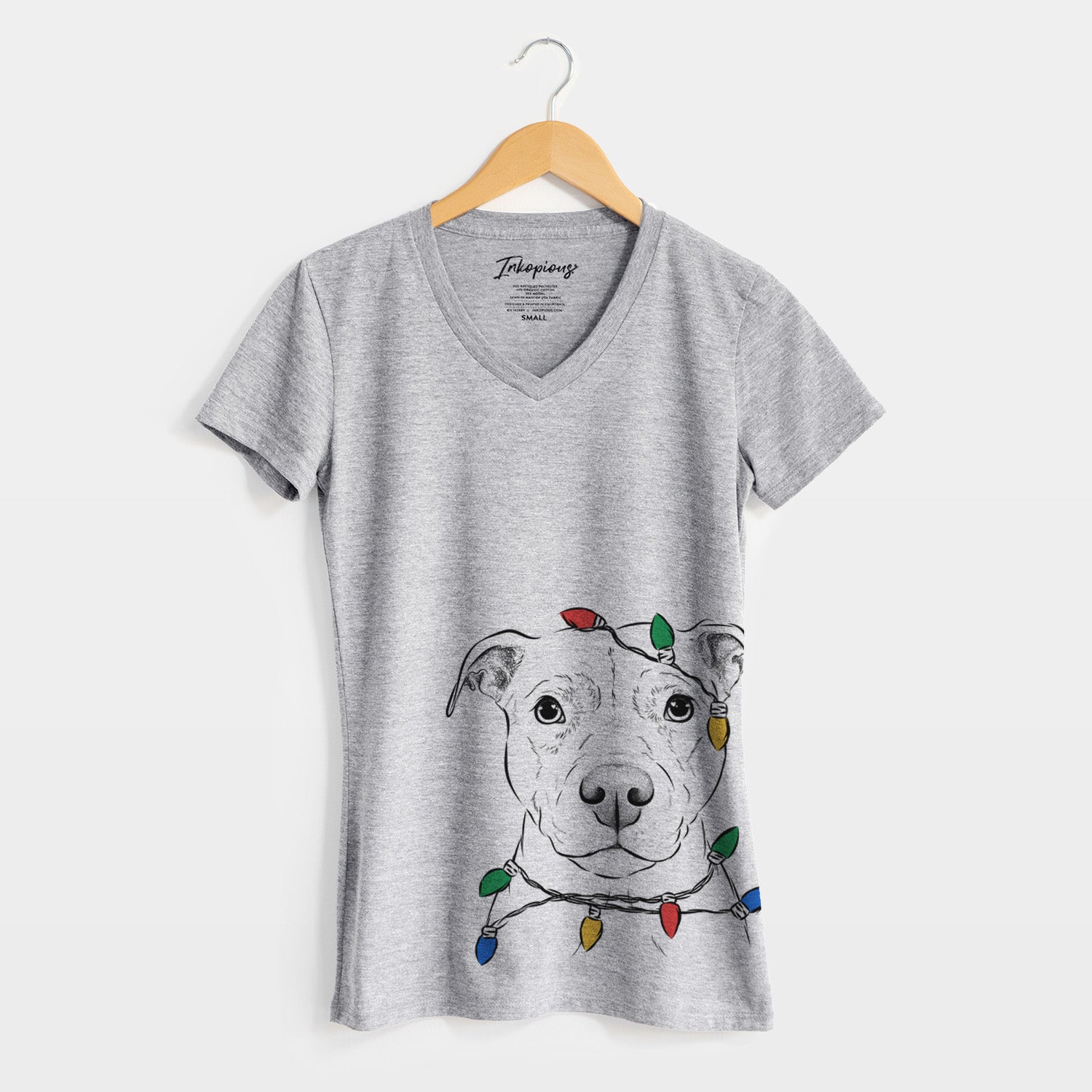 Christmas Lights Khaleesi the Pitbull - Women's Perfect V-neck Shirt