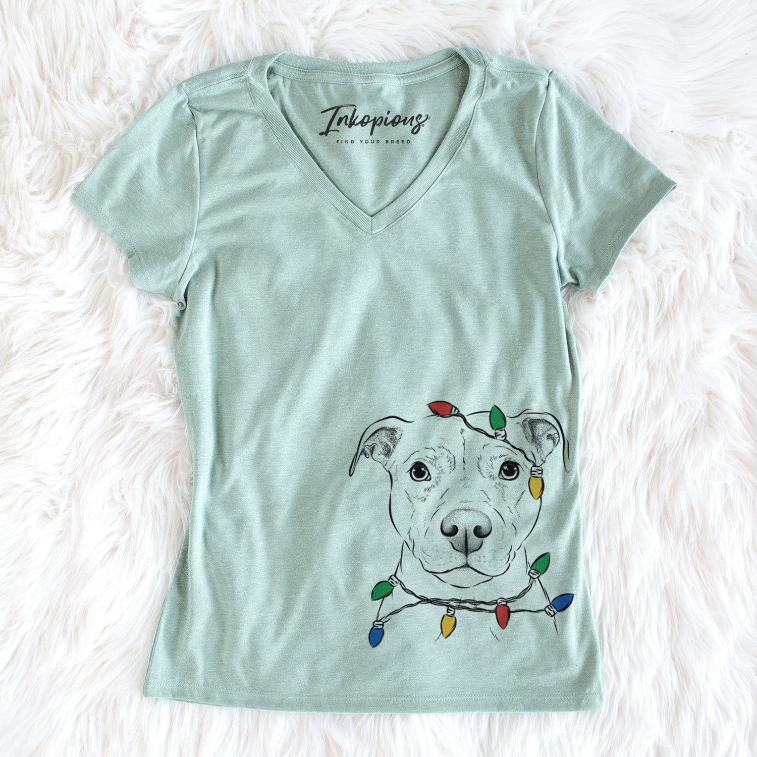 Christmas Lights Khaleesi the Pitbull - Women's Perfect V-neck Shirt