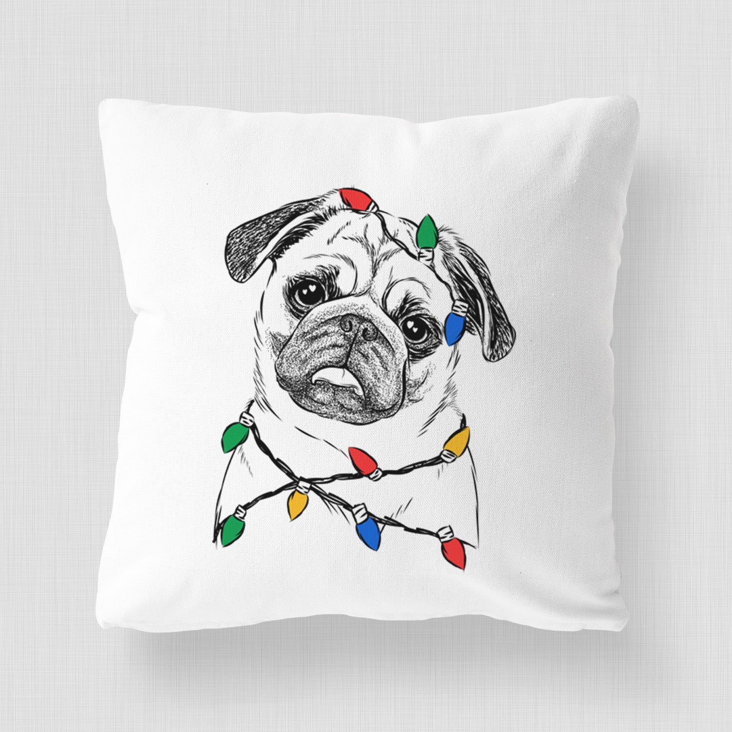 Macy the Pug - Throw Pillow Cover