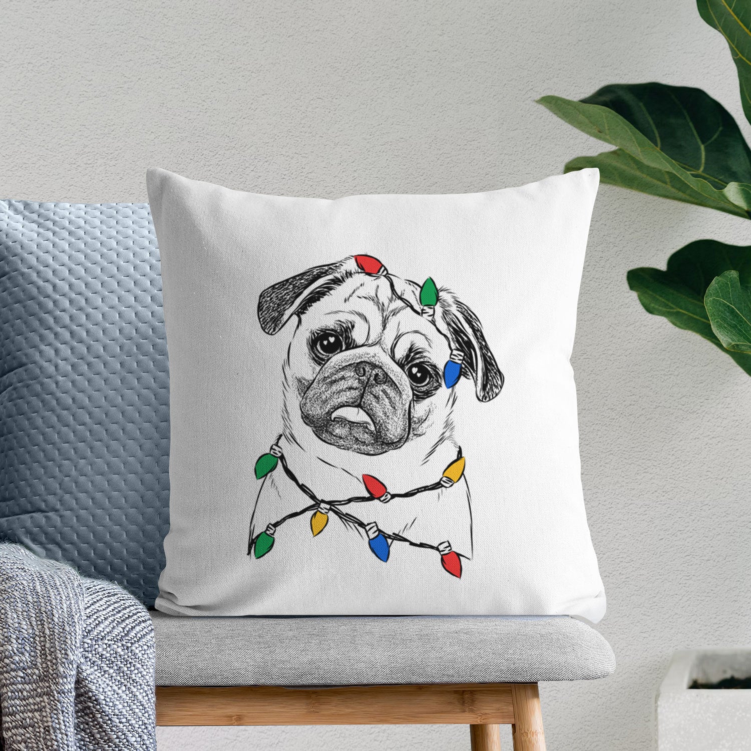 Macy the Pug - Throw Pillow Cover