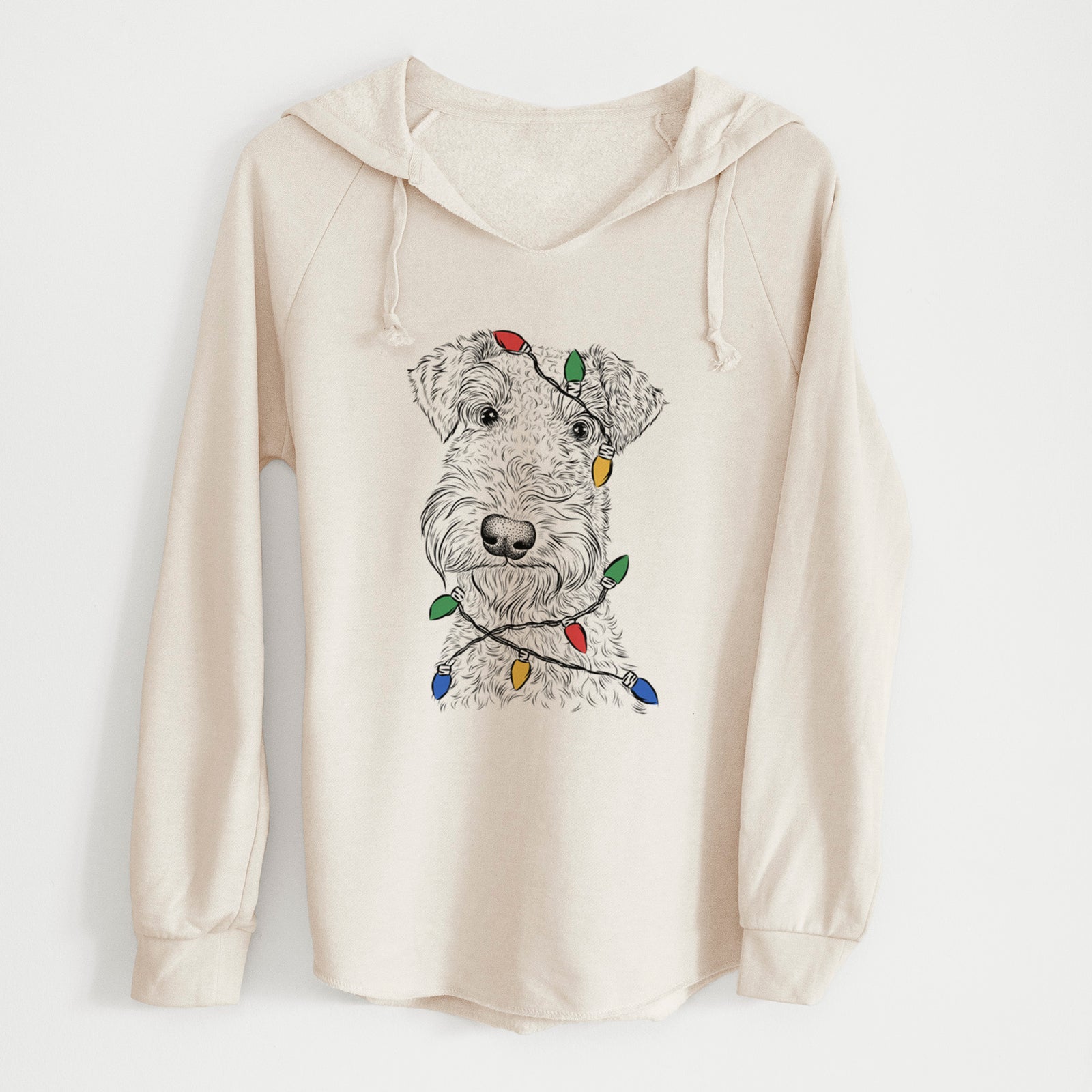 Christmas Lights Roc Haven Maggie May the Airedale Terrier - Cali Wave Hooded Sweatshirt