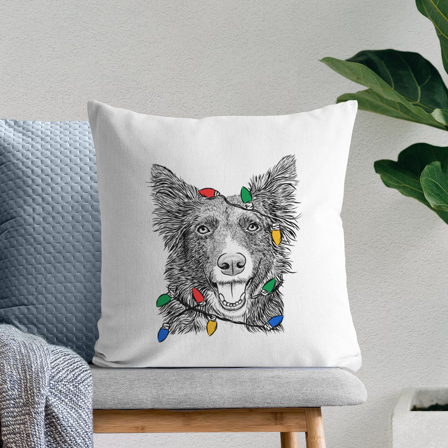 Marti the Border Collie - Throw Pillow Cover