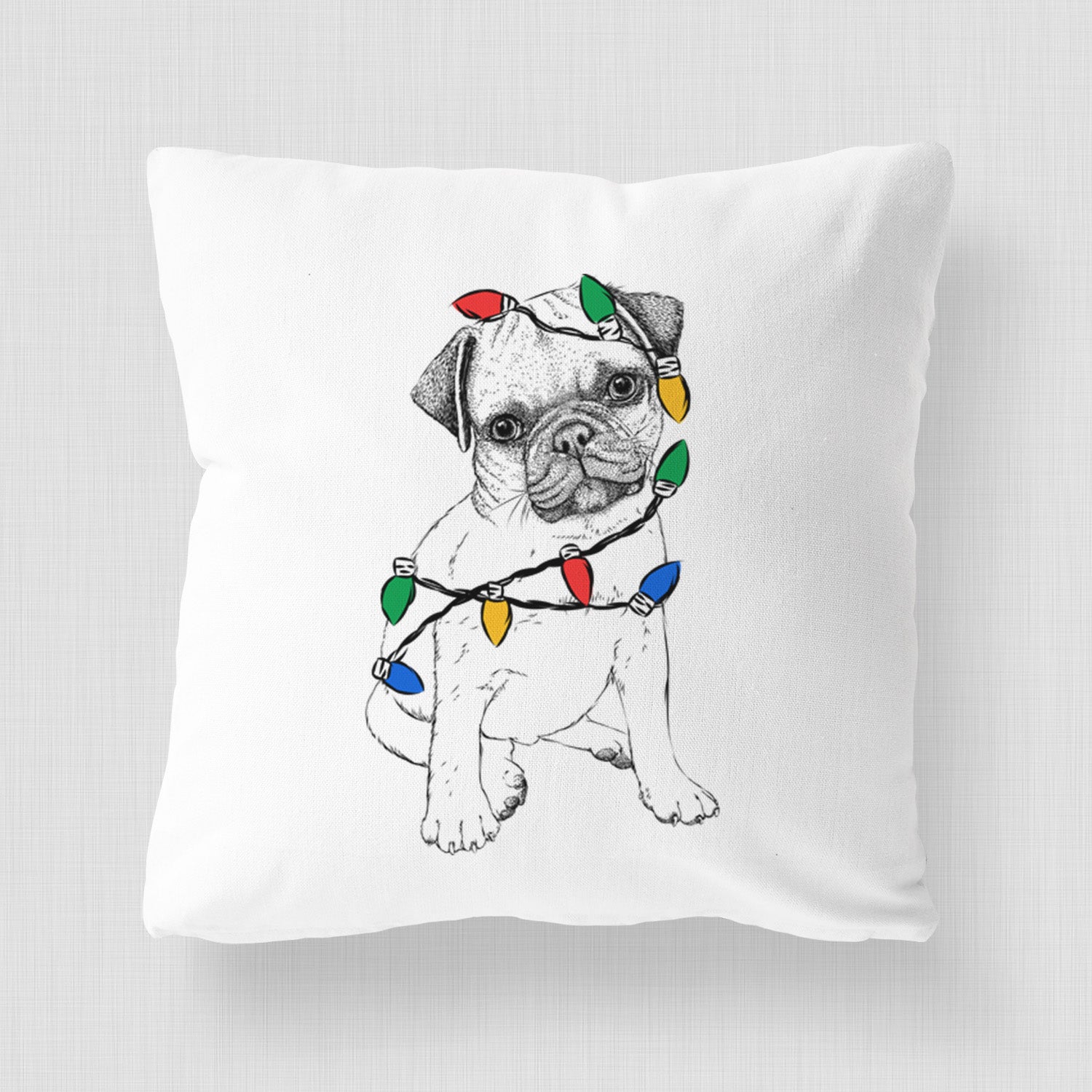 Nelson the Pug Puppy - Throw Pillow Cover
