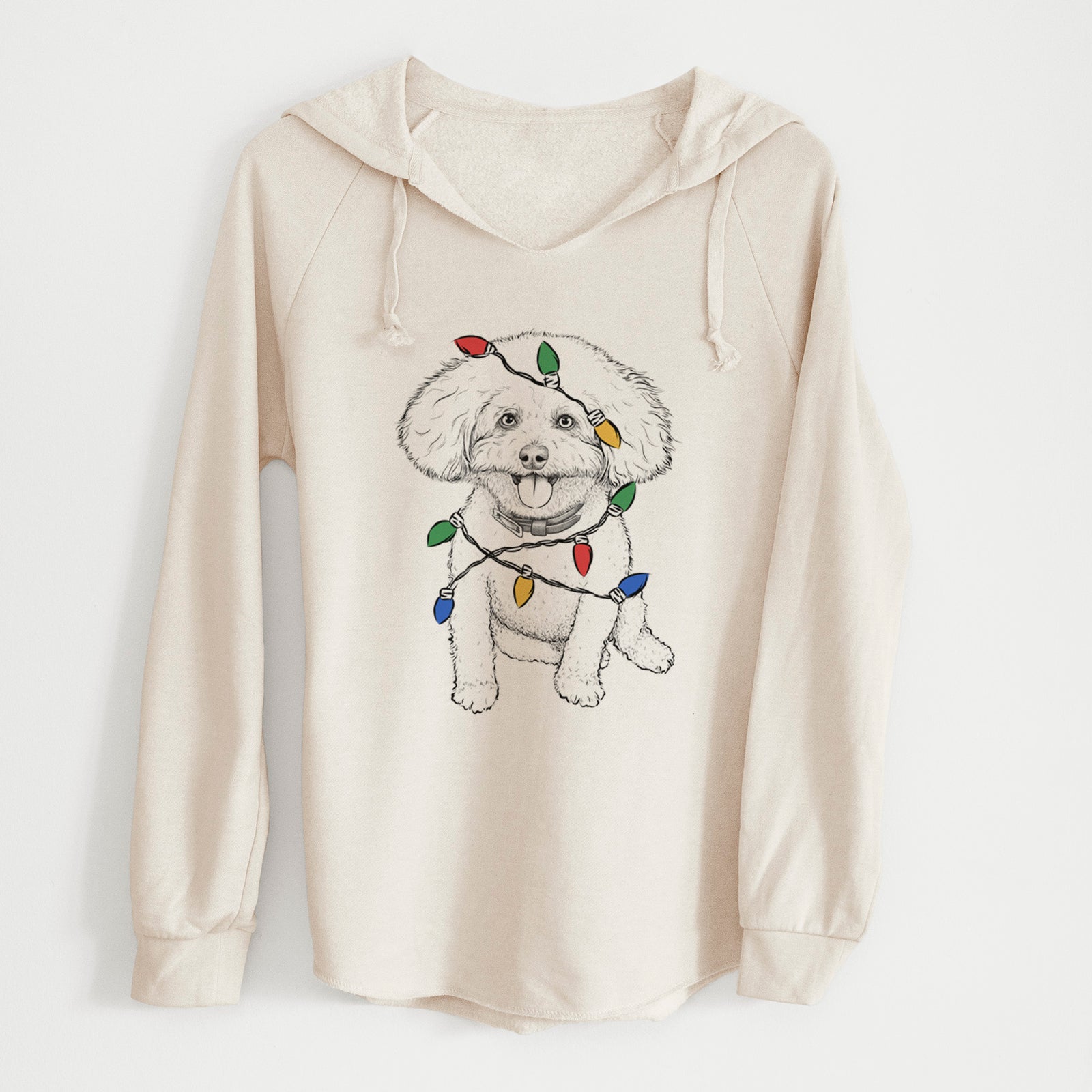 Christmas Lights Peyton the Bichon Frise - Cali Wave Hooded Sweatshirt