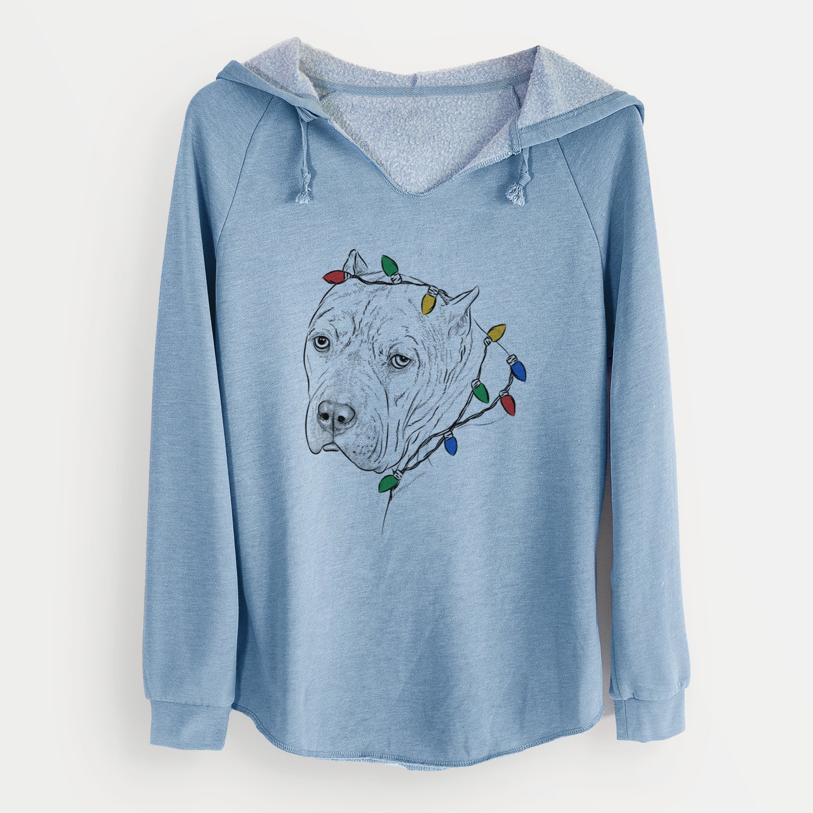 Christmas Lights Precious the Staffordshire Terrier - Cali Wave Hooded Sweatshirt