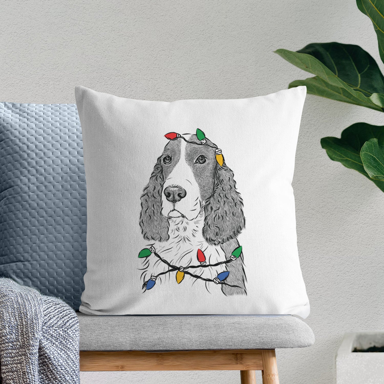 Quincy the English Springer Spaniel - Throw Pillow Cover