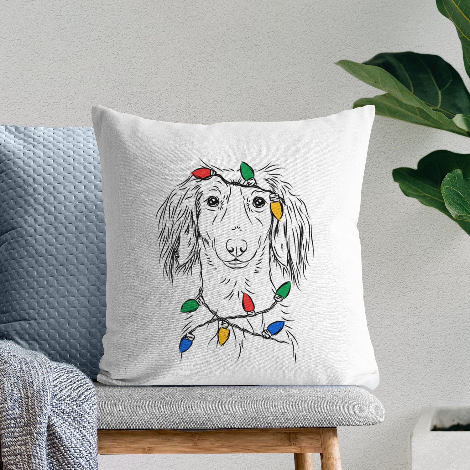 Roux the Long Haired Dachshund - Throw Pillow Cover