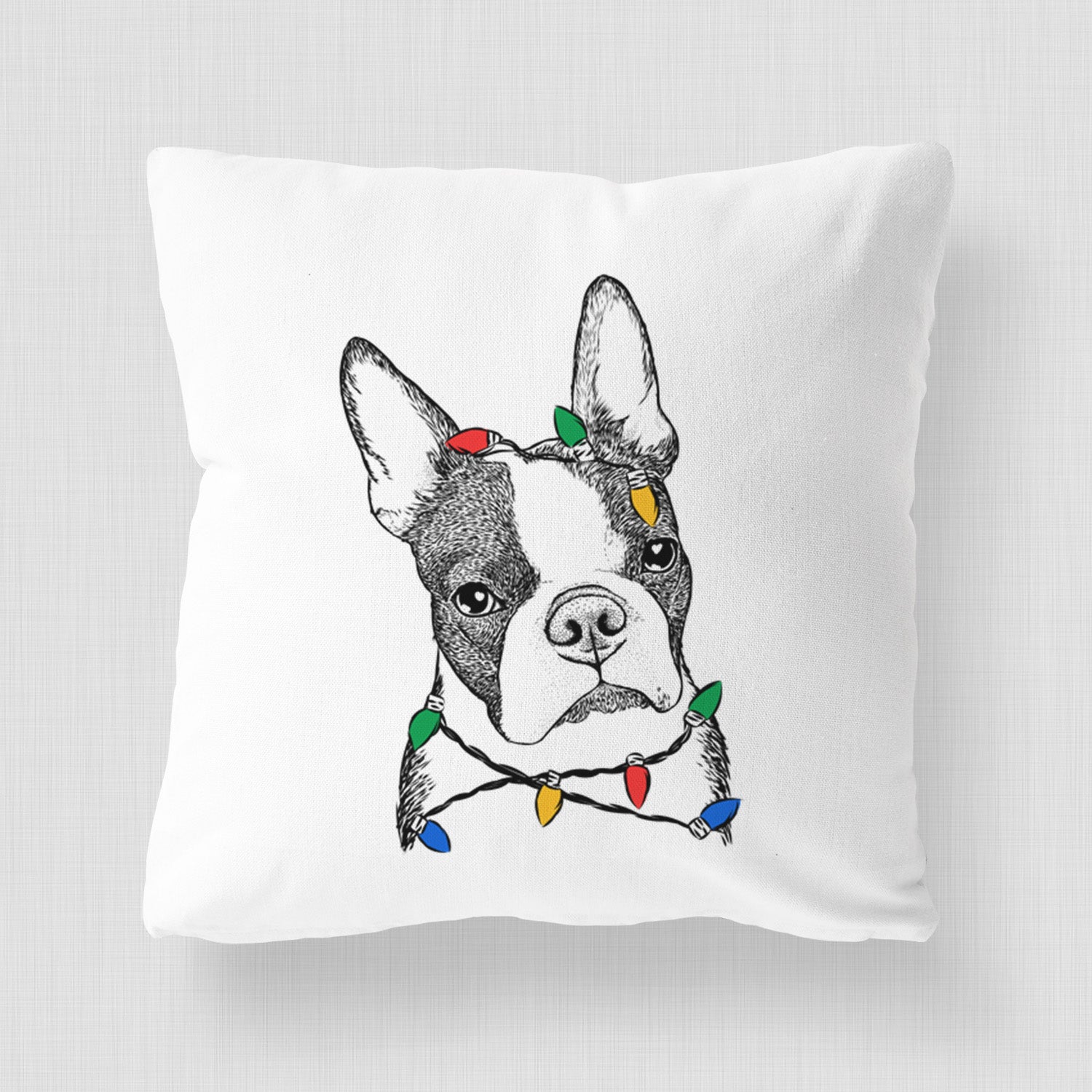 Samuel the Boston Terrier - Throw Pillow Cover