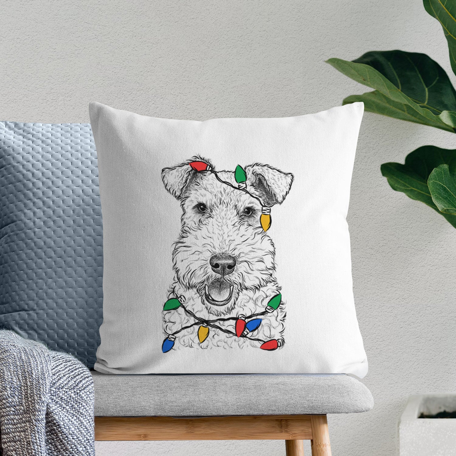 Ted the Wire Fox Terrier - Throw Pillow Cover