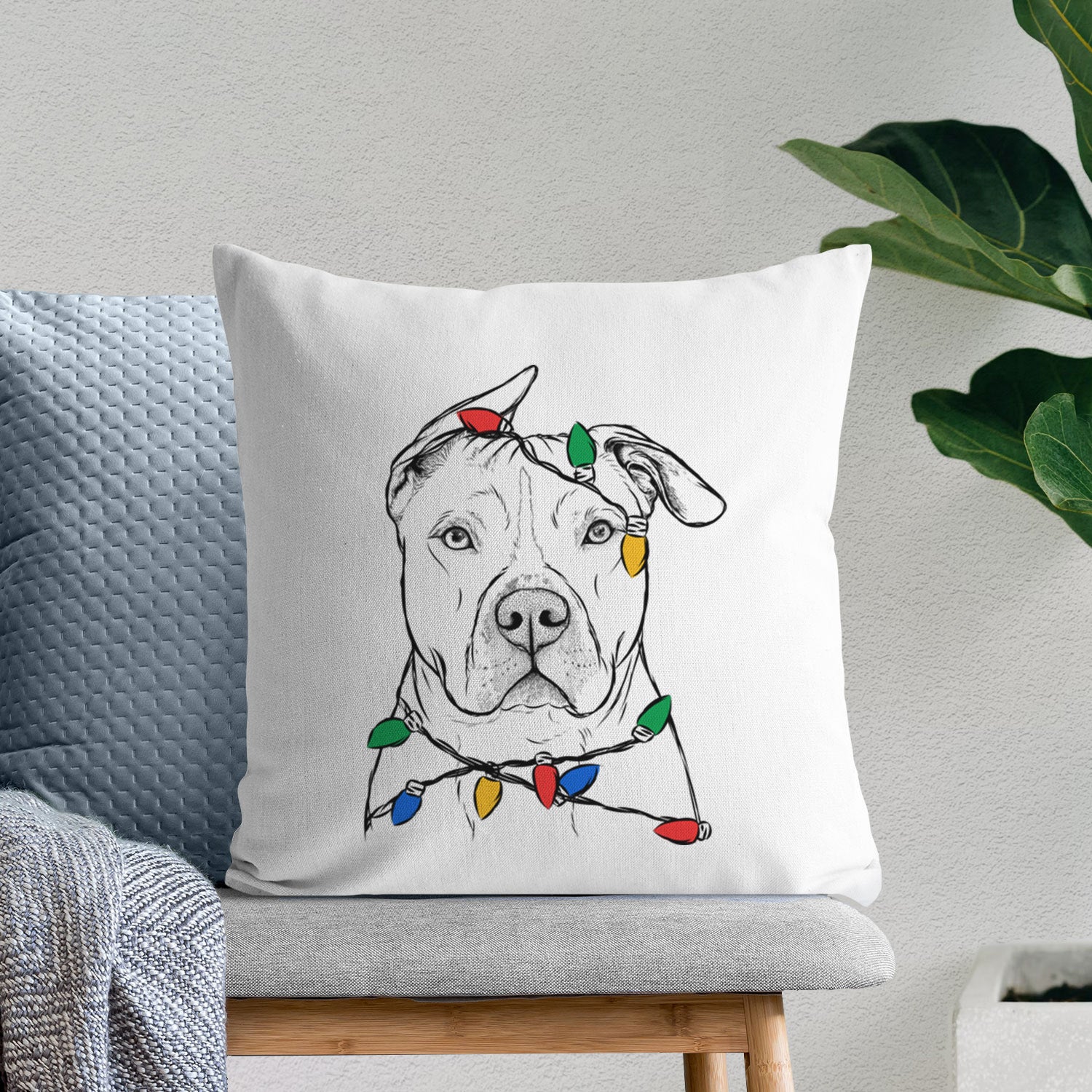 Teddy Jam the Pitbull - Throw Pillow Cover