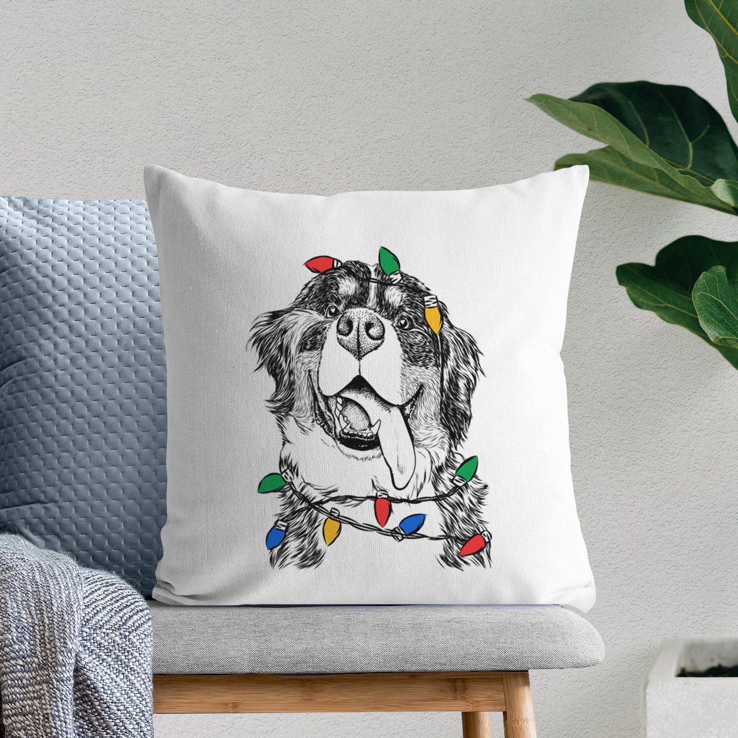 Theo the Bernese Mountain Dog - Throw Pillow Cover