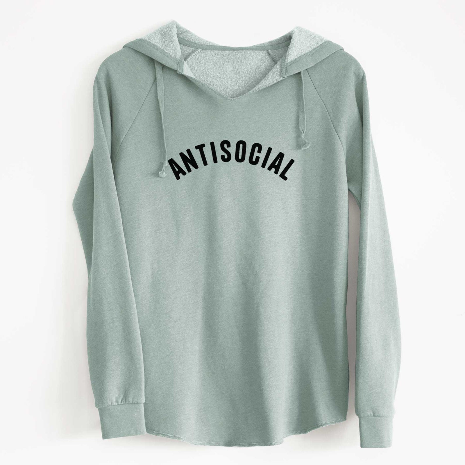 'Antisocial - Articulate Collection' design on a Sage Cali Wave Hooded Sweatshirt