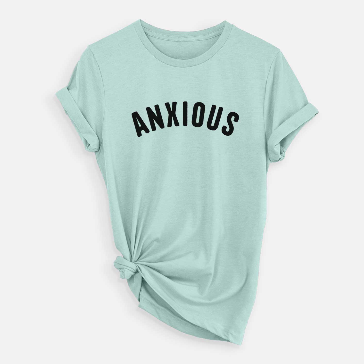 'Anxious - Articulate Collection' design on a Heather Sage Unisex crewneck