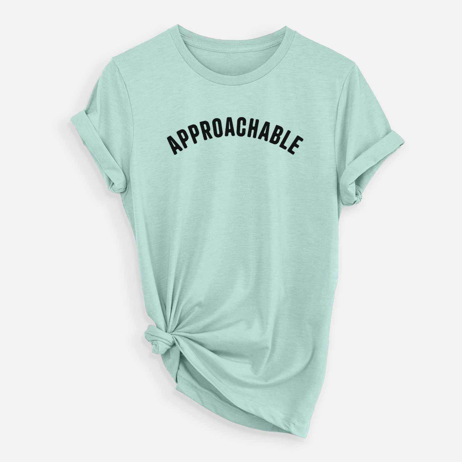 'Approachable - Articulate Collection' design on a Heather Sage Unisex crewneck