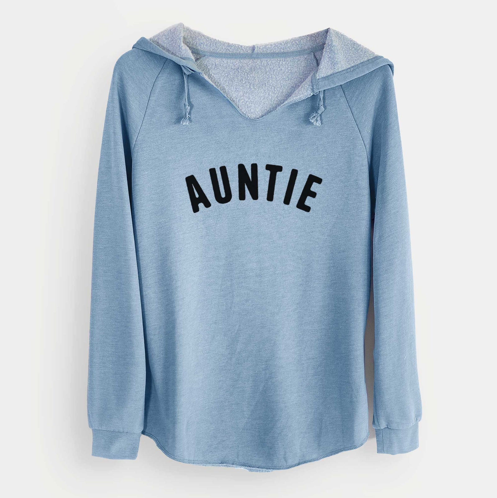 'Auntie - Articulate Collection' design on a Misty Blue Cali Wave Hooded Sweatshirt