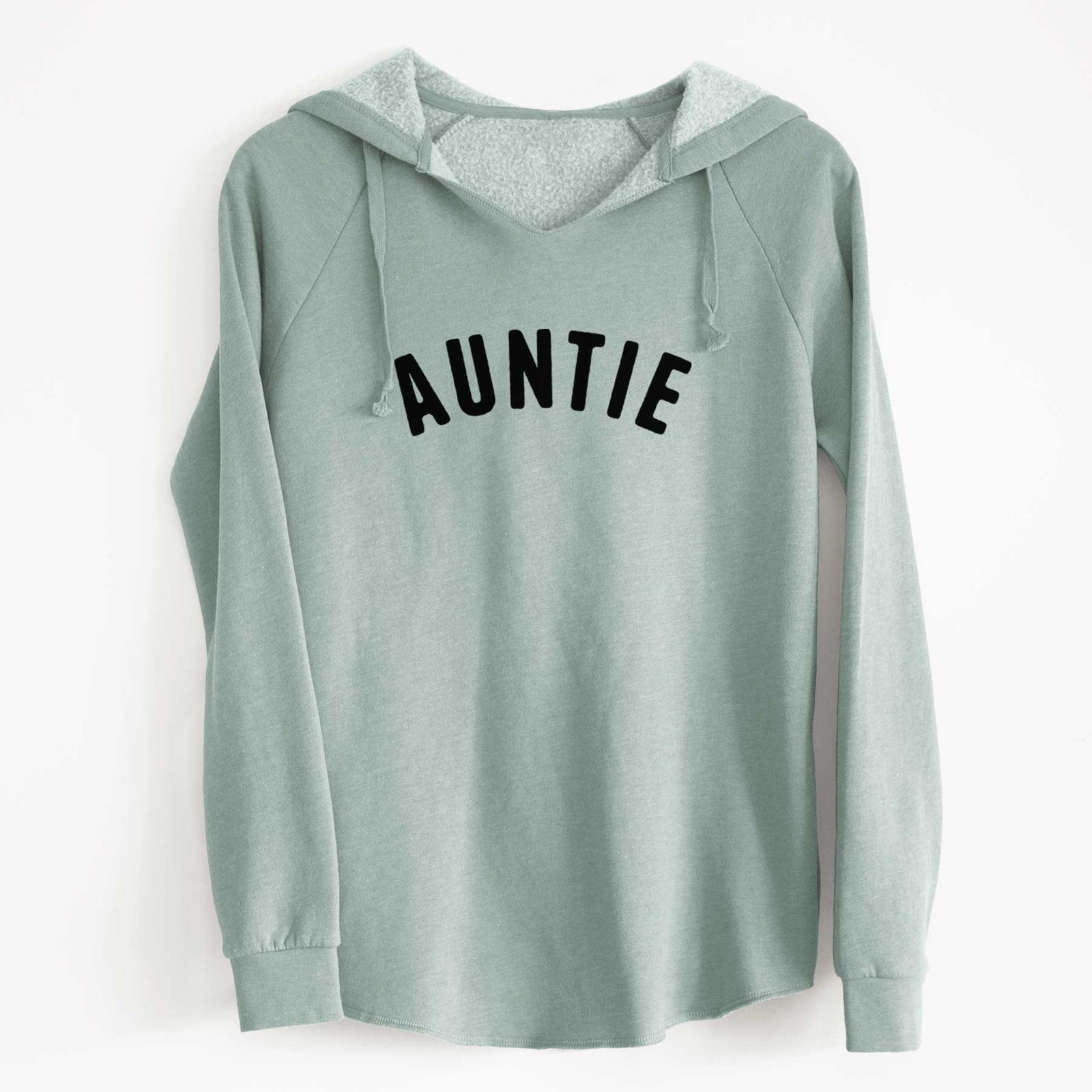 'Auntie - Articulate Collection' design on a Sage Cali Wave Hooded Sweatshirt