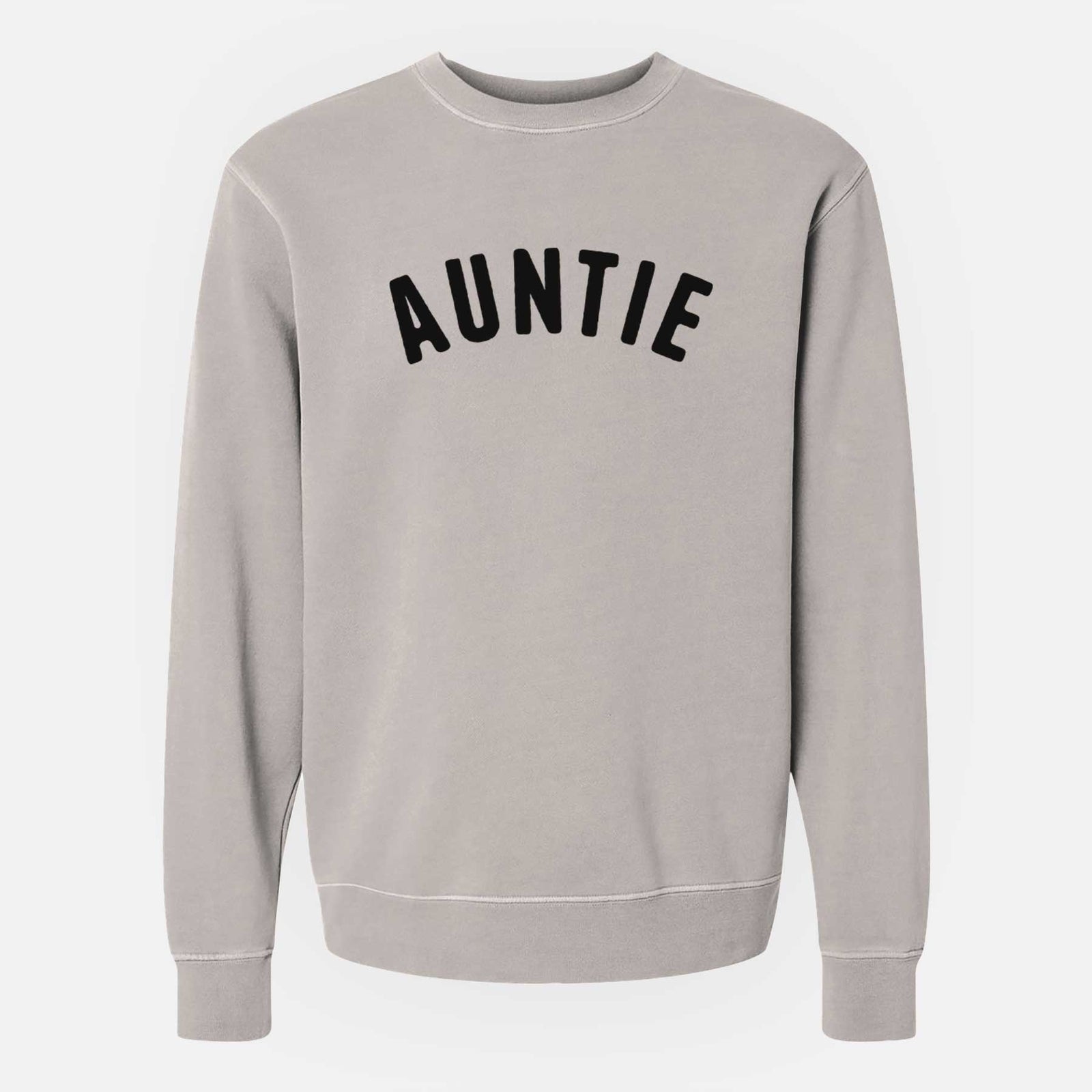 'Auntie - Articulate Collection' design on a Cement Unisex pigment dyed crew sweatshirt