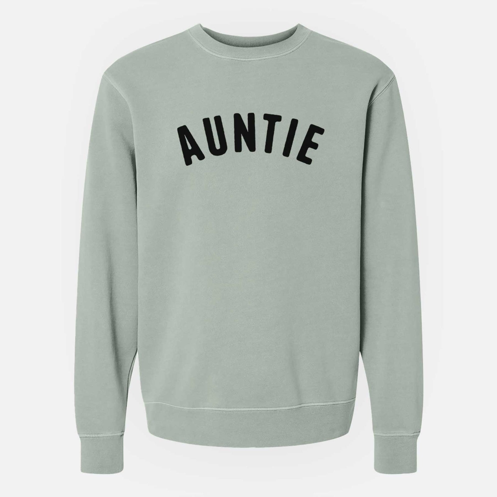 'Auntie - Articulate Collection' design on a Sage Unisex pigment dyed crew sweatshirt