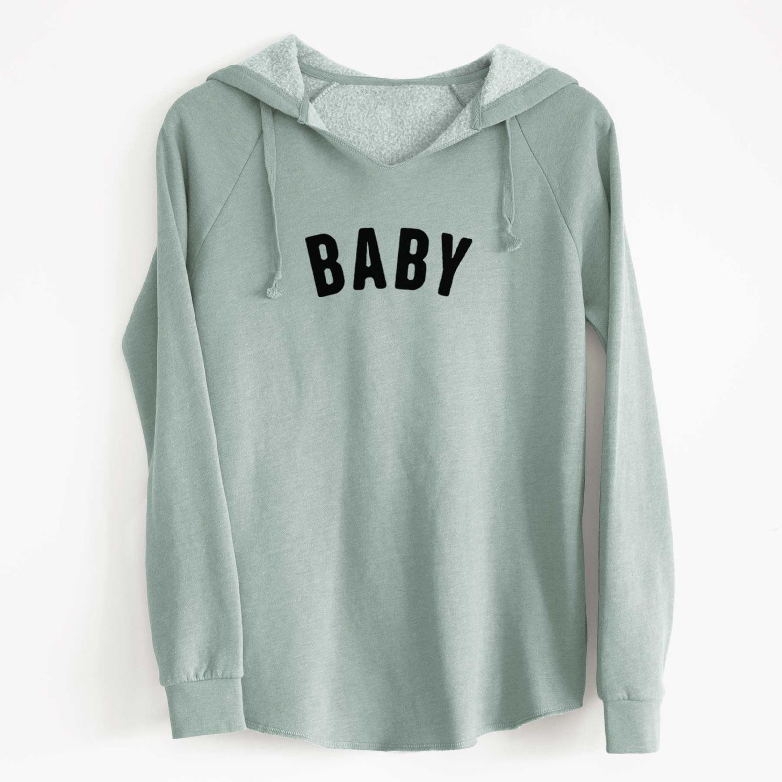 'Baby - Articulate Collection' design on a Sage Cali Wave Hooded Sweatshirt