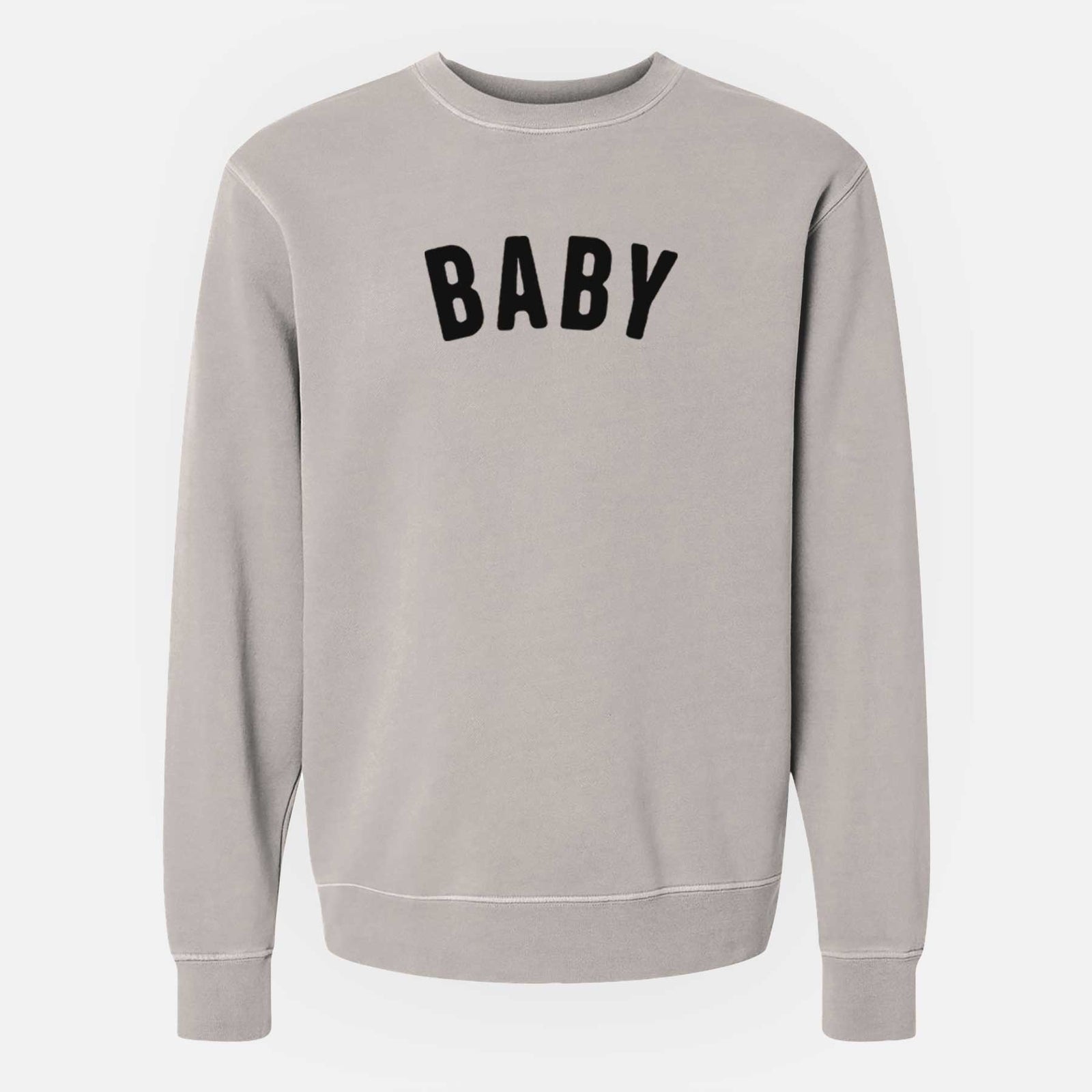 'Baby - Articulate Collection' design on a Cement Unisex pigment dyed crew sweatshirt