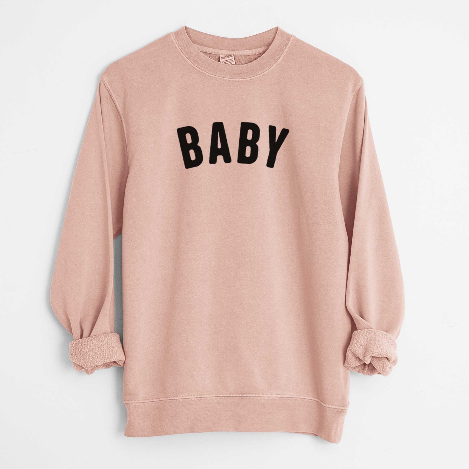 'Baby - Articulate Collection' design on a Dusty Pink Unisex pigment dyed crew sweatshirt