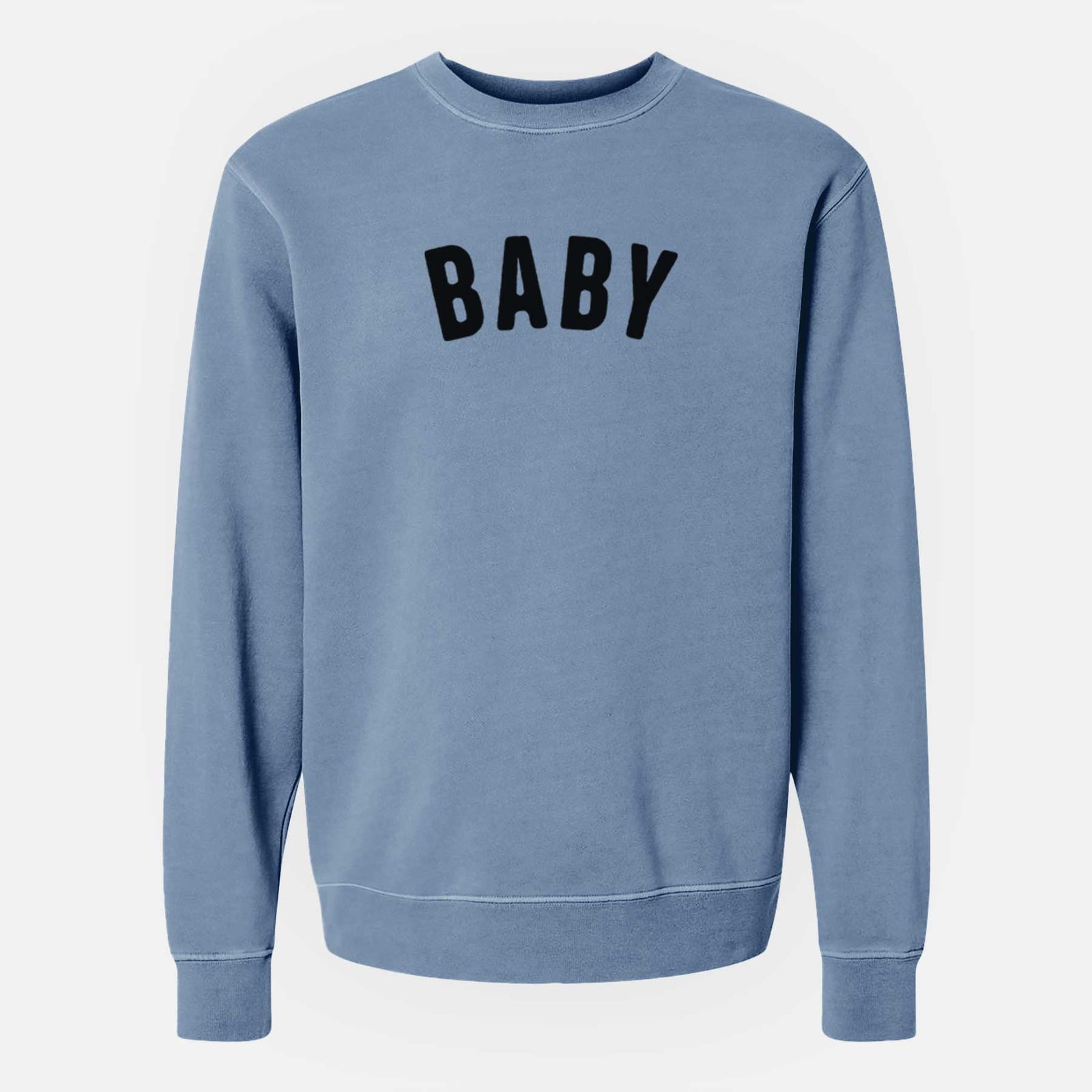 'Baby - Articulate Collection' design on a Slate Blue Unisex pigment dyed crew sweatshirt