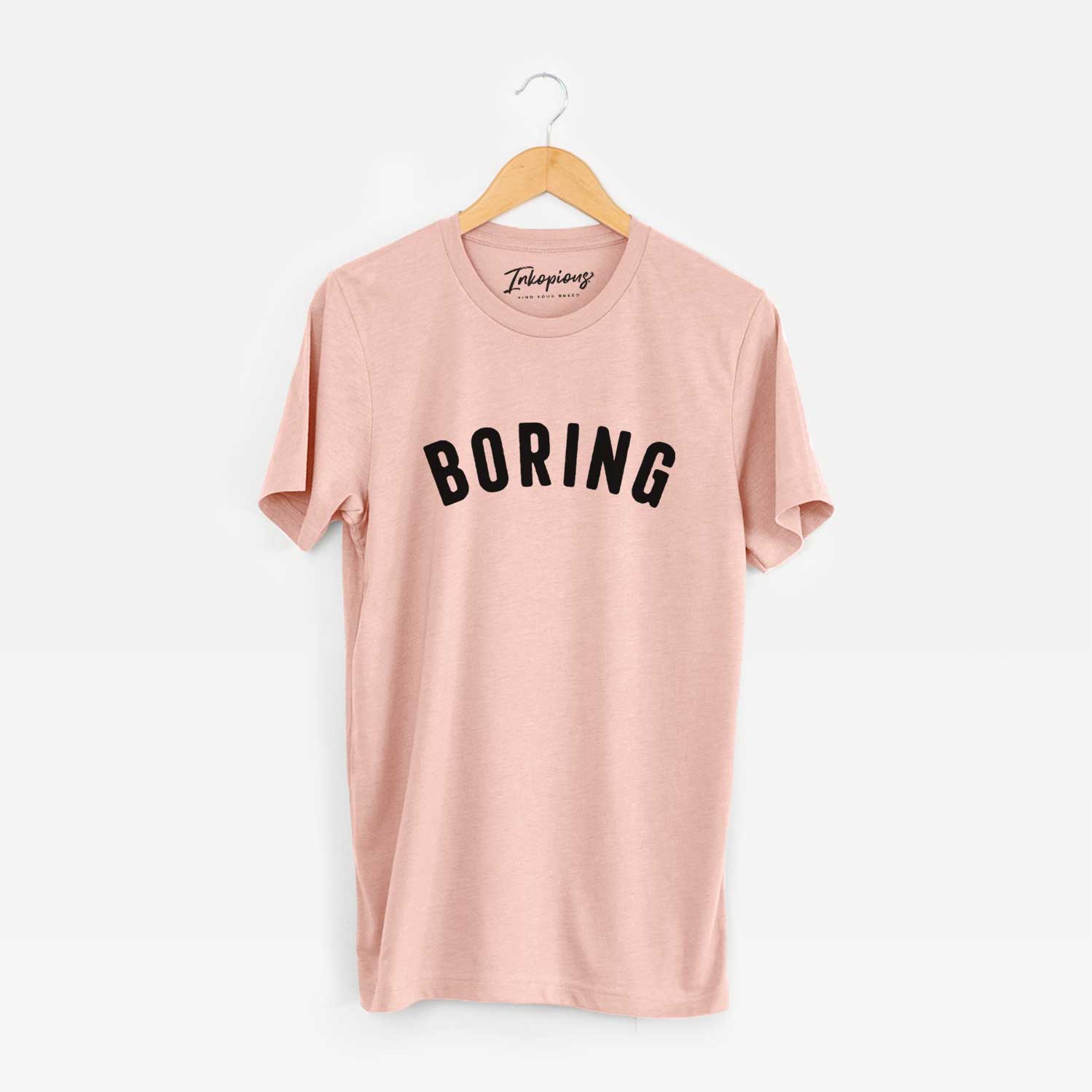 'Boring - Articulate Collection' design on a Peach Unisex crewneck