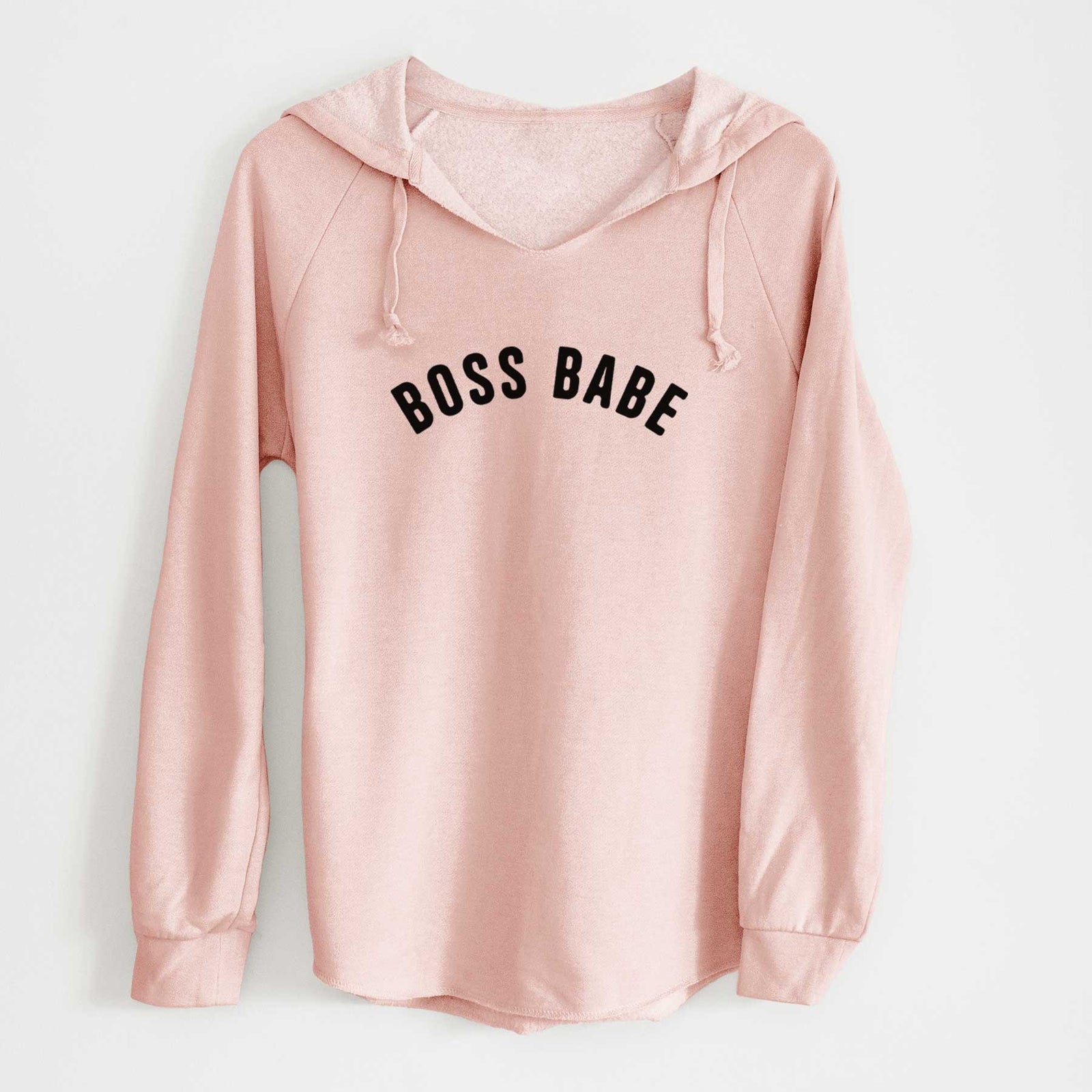 'Boss Babe - Articulate Collection' design on a Blush Cali Wave Hooded Sweatshirt