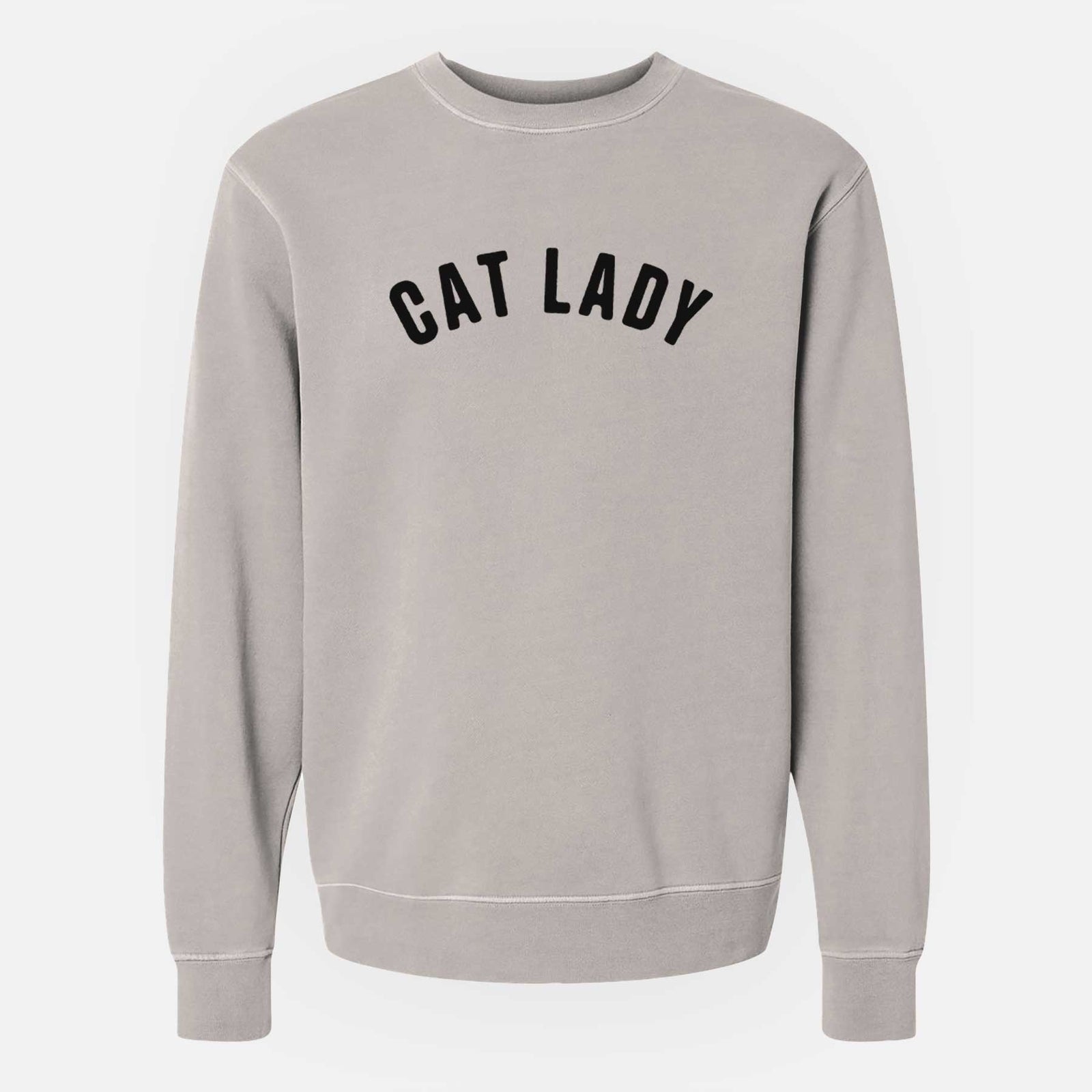 'Cat Lady - Articulate Collection' design on a Cement Unisex pigment dyed crew sweatshirt
